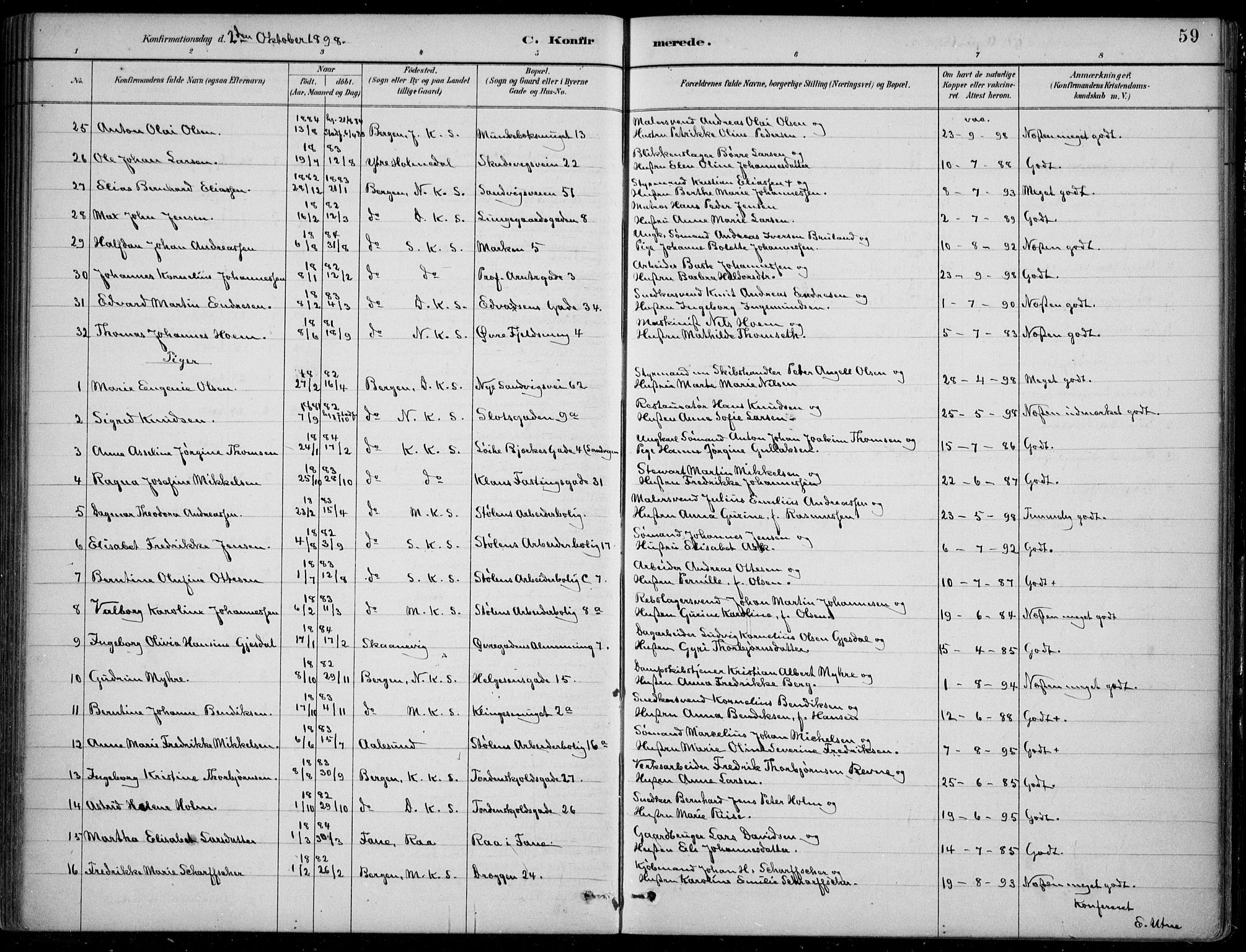 Mariakirken Sokneprestembete, SAB/A-76901/H/Hab/L0008: Parish register (copy) no. A 8, 1889-1908, p. 59