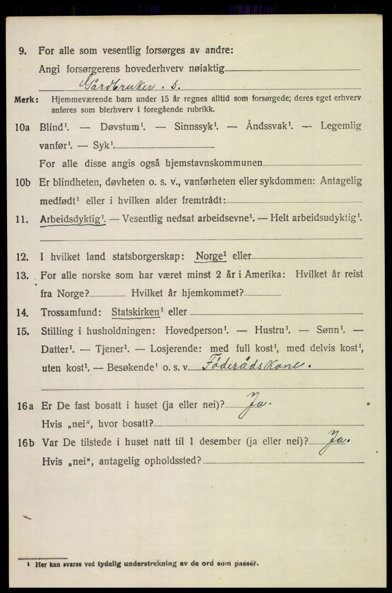 SAH, 1920 census for Tynset, 1920, p. 5613