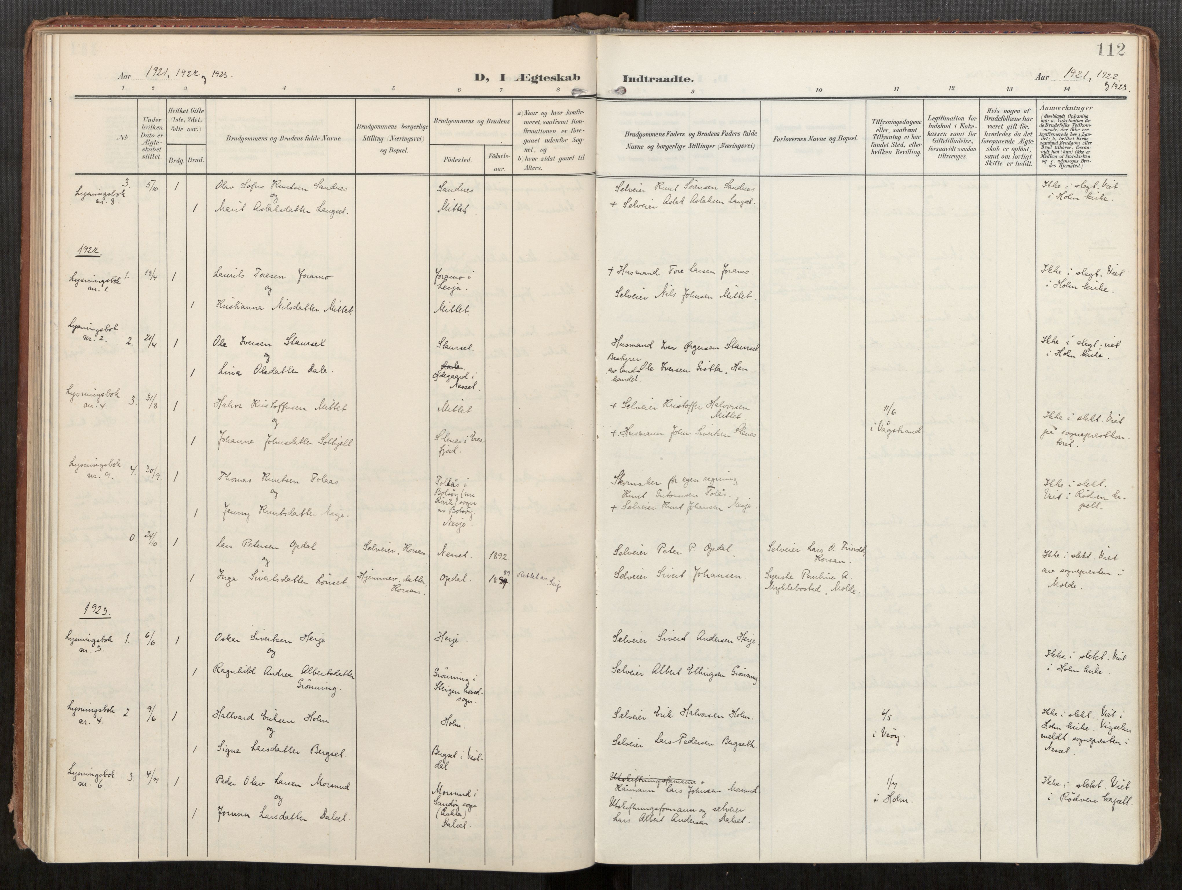 Ministerialprotokoller, klokkerbøker og fødselsregistre - Møre og Romsdal, AV/SAT-A-1454/549/L0618: Parish register (official) no. 549A01, 1906-1927, p. 112