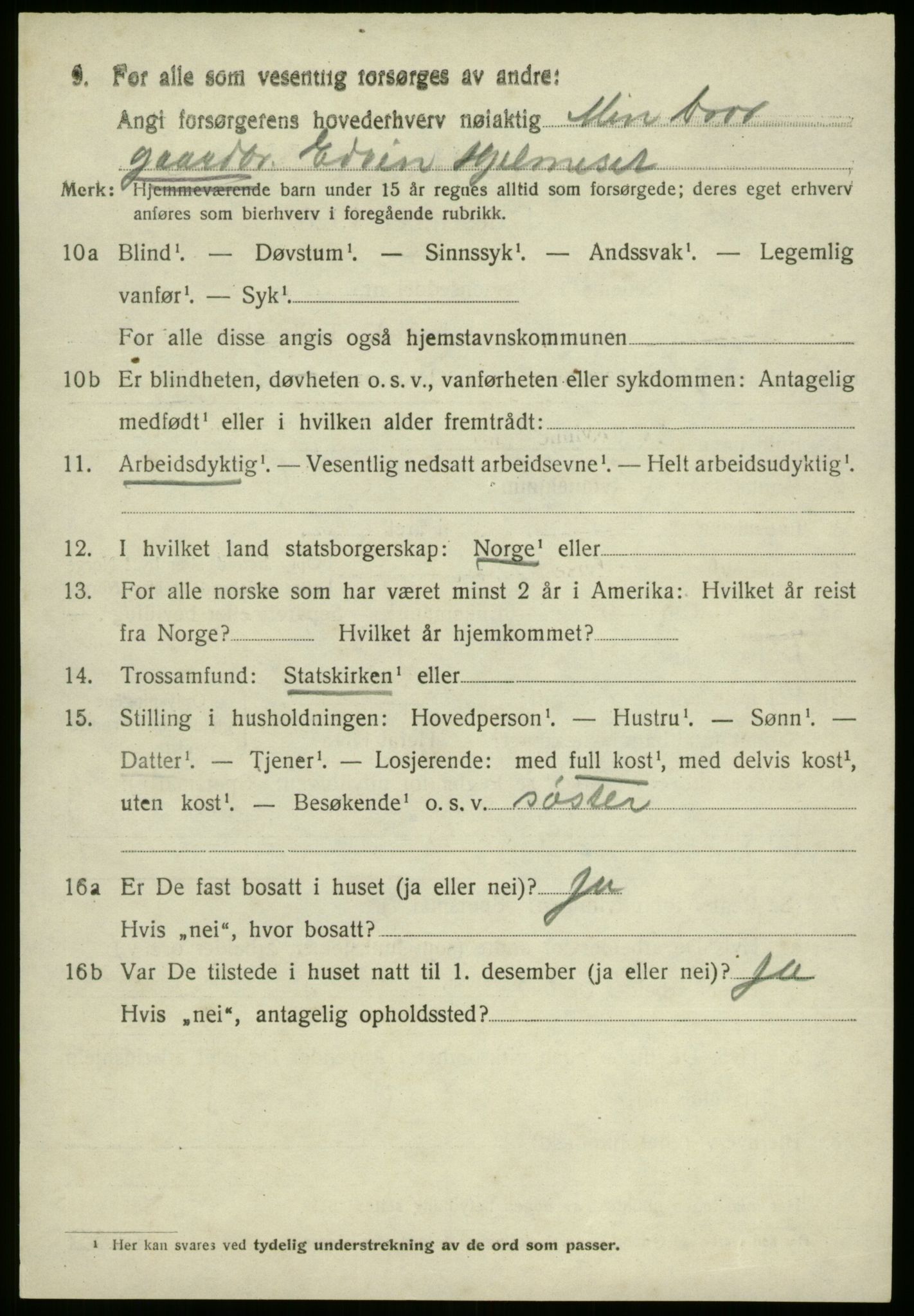 SAB, 1920 census for Gloppen, 1920, p. 5221