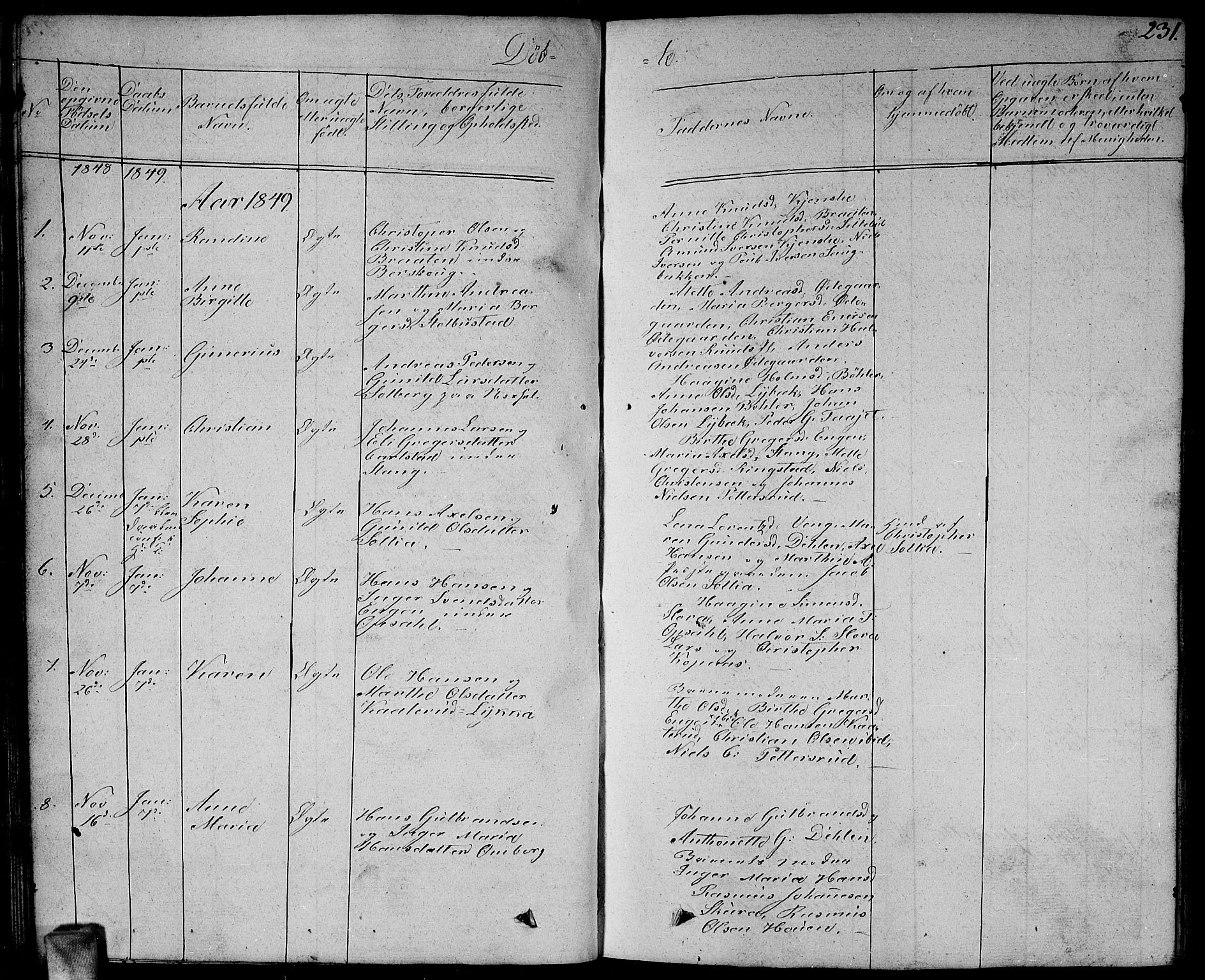 Enebakk prestekontor Kirkebøker, SAO/A-10171c/G/Ga/L0003: Parish register (copy) no. I 3, 1833-1849, p. 231