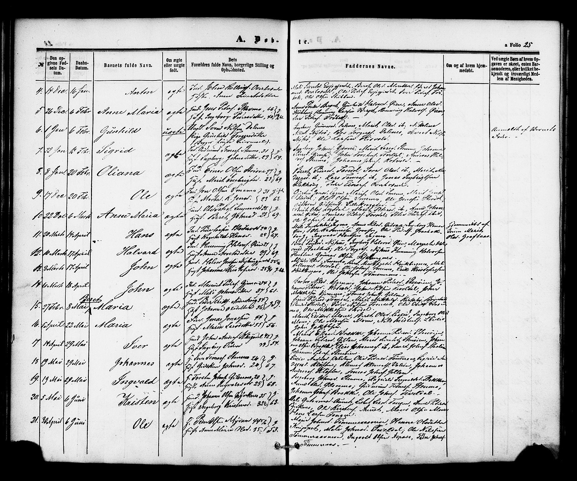 Ministerialprotokoller, klokkerbøker og fødselsregistre - Nord-Trøndelag, SAT/A-1458/706/L0041: Parish register (official) no. 706A02, 1862-1877, p. 25