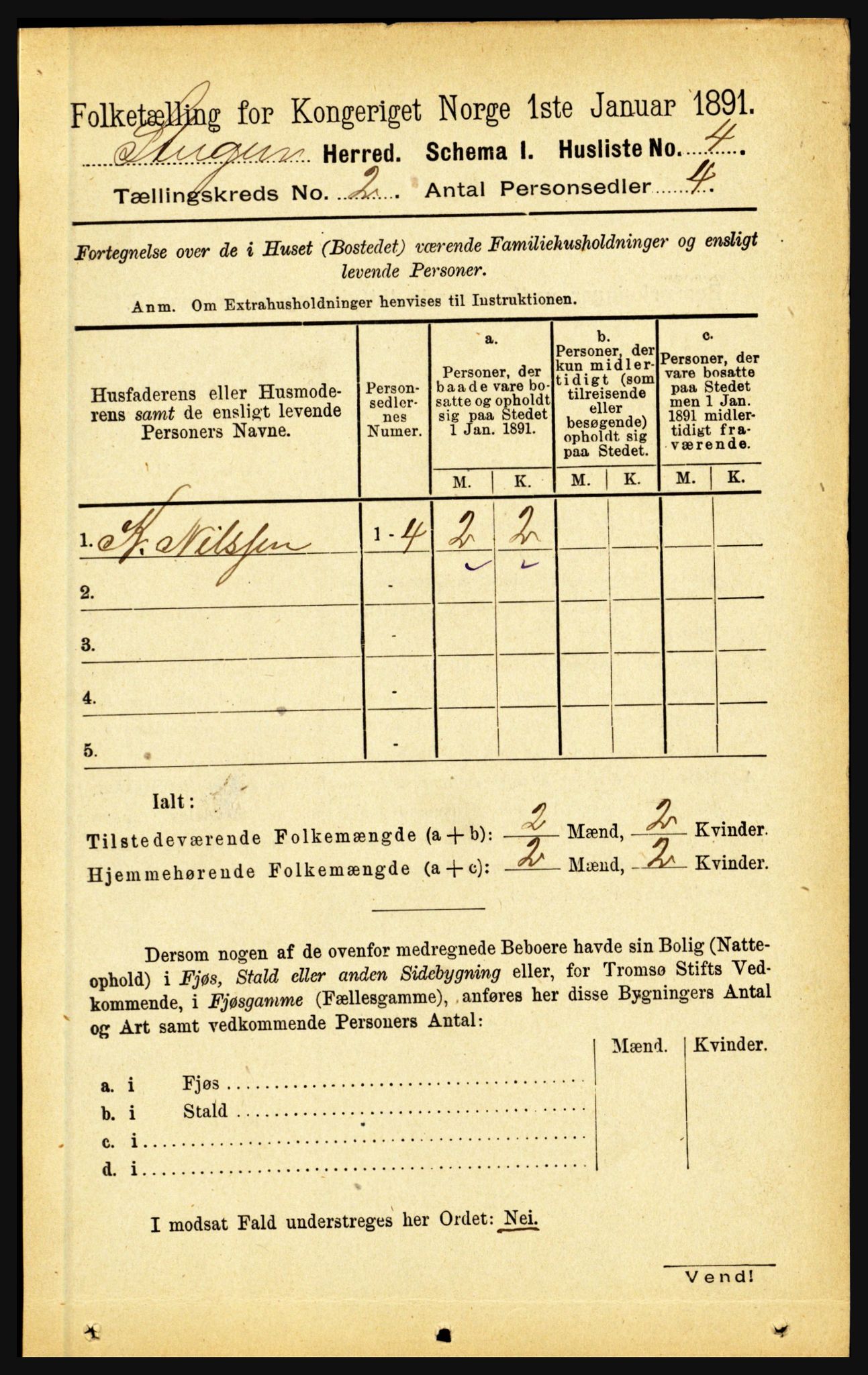 RA, 1891 census for 1848 Steigen, 1891, p. 617