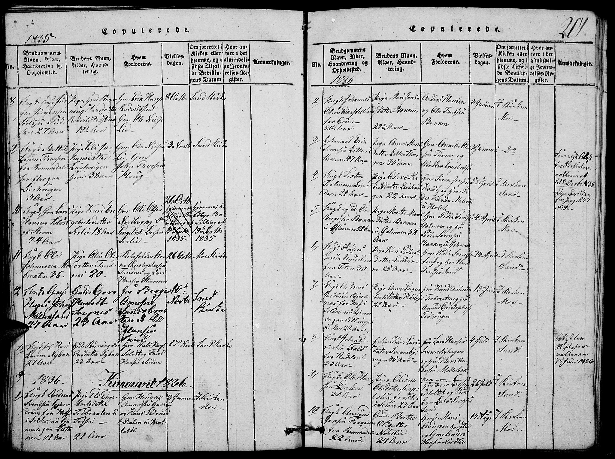 Nord-Odal prestekontor, AV/SAH-PREST-032/H/Ha/Hab/L0001: Parish register (copy) no. 1, 1819-1838, p. 201