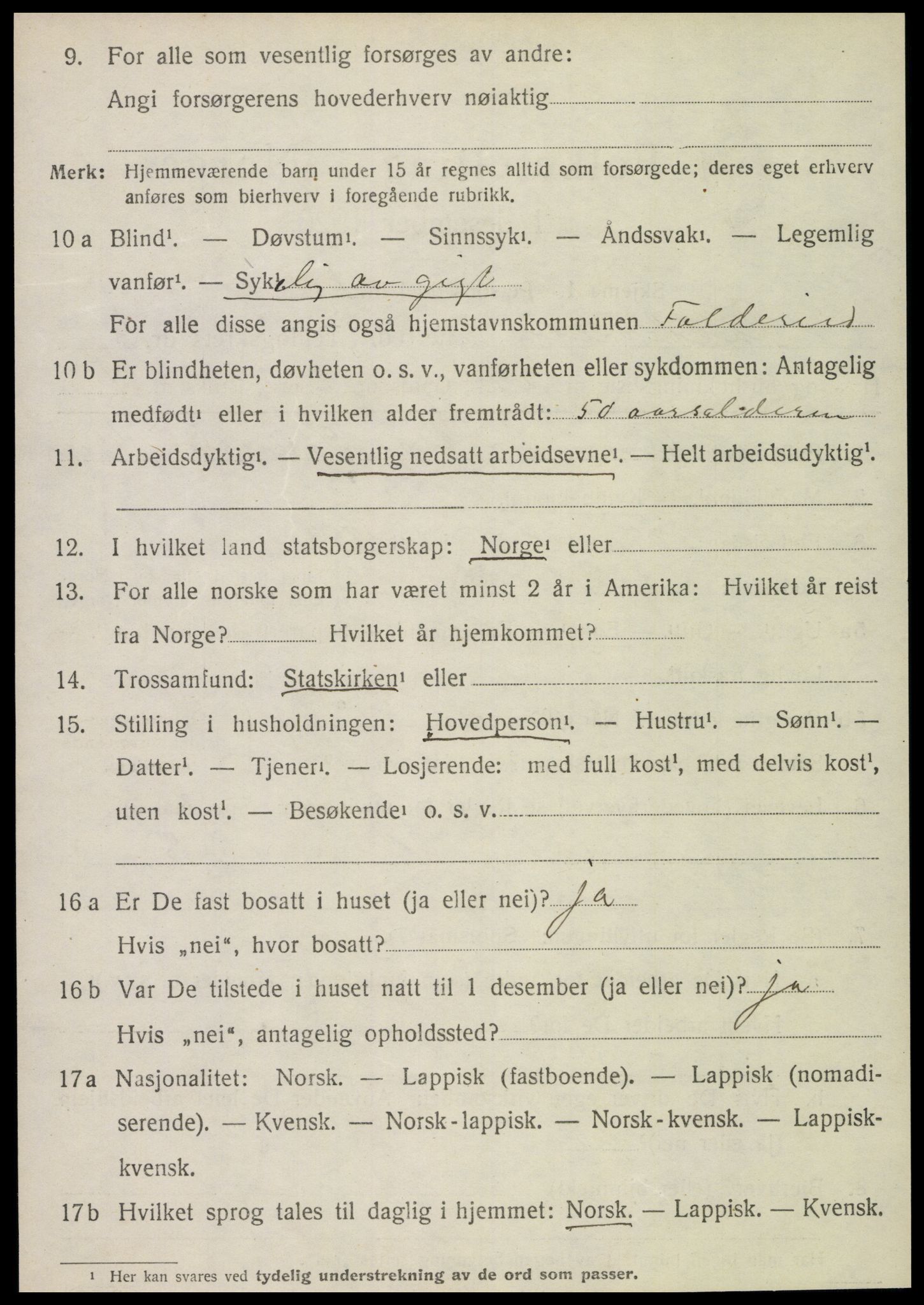 SAT, 1920 census for Foldereid, 1920, p. 1505