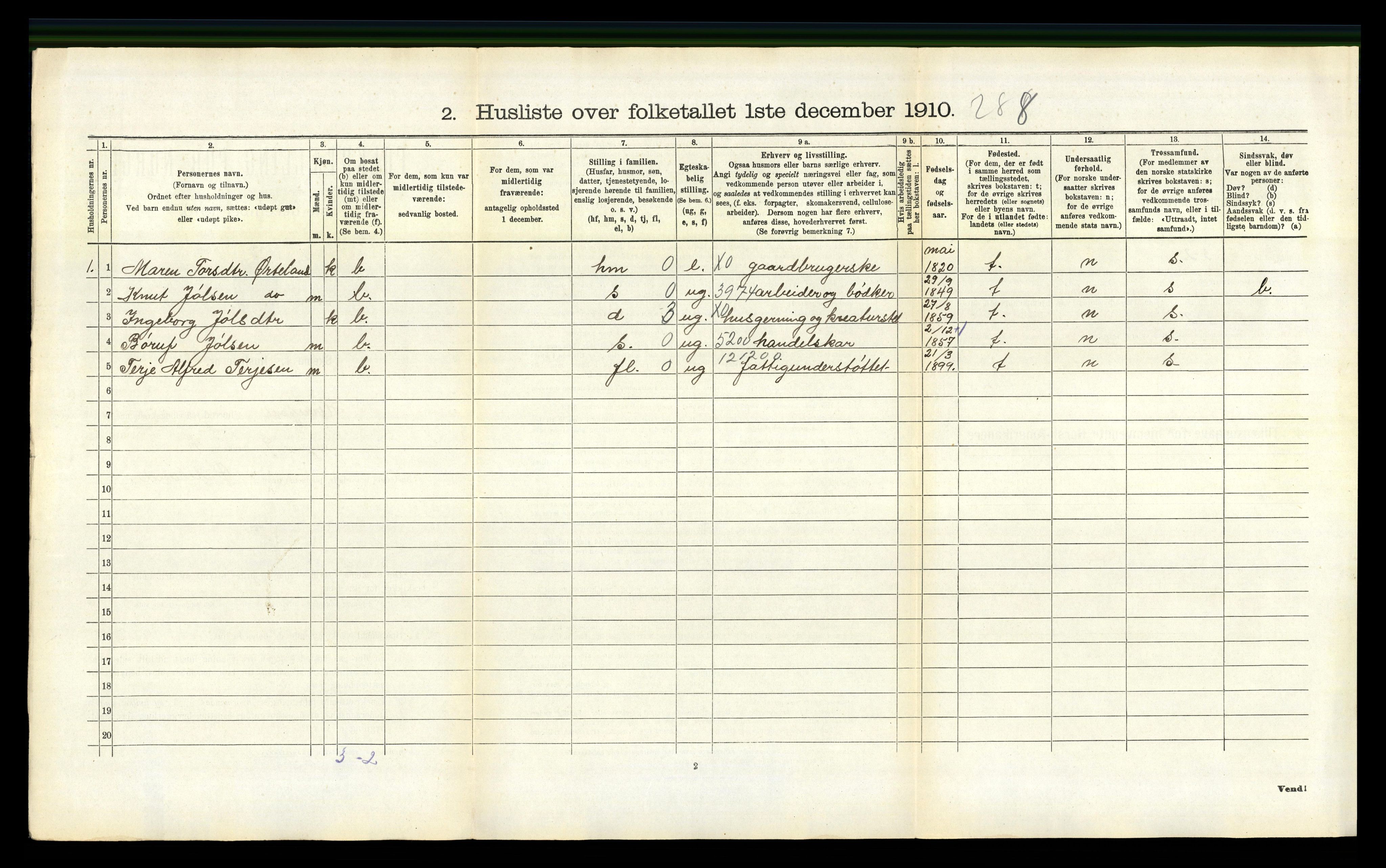 RA, 1910 census for Herefoss, 1910, p. 126