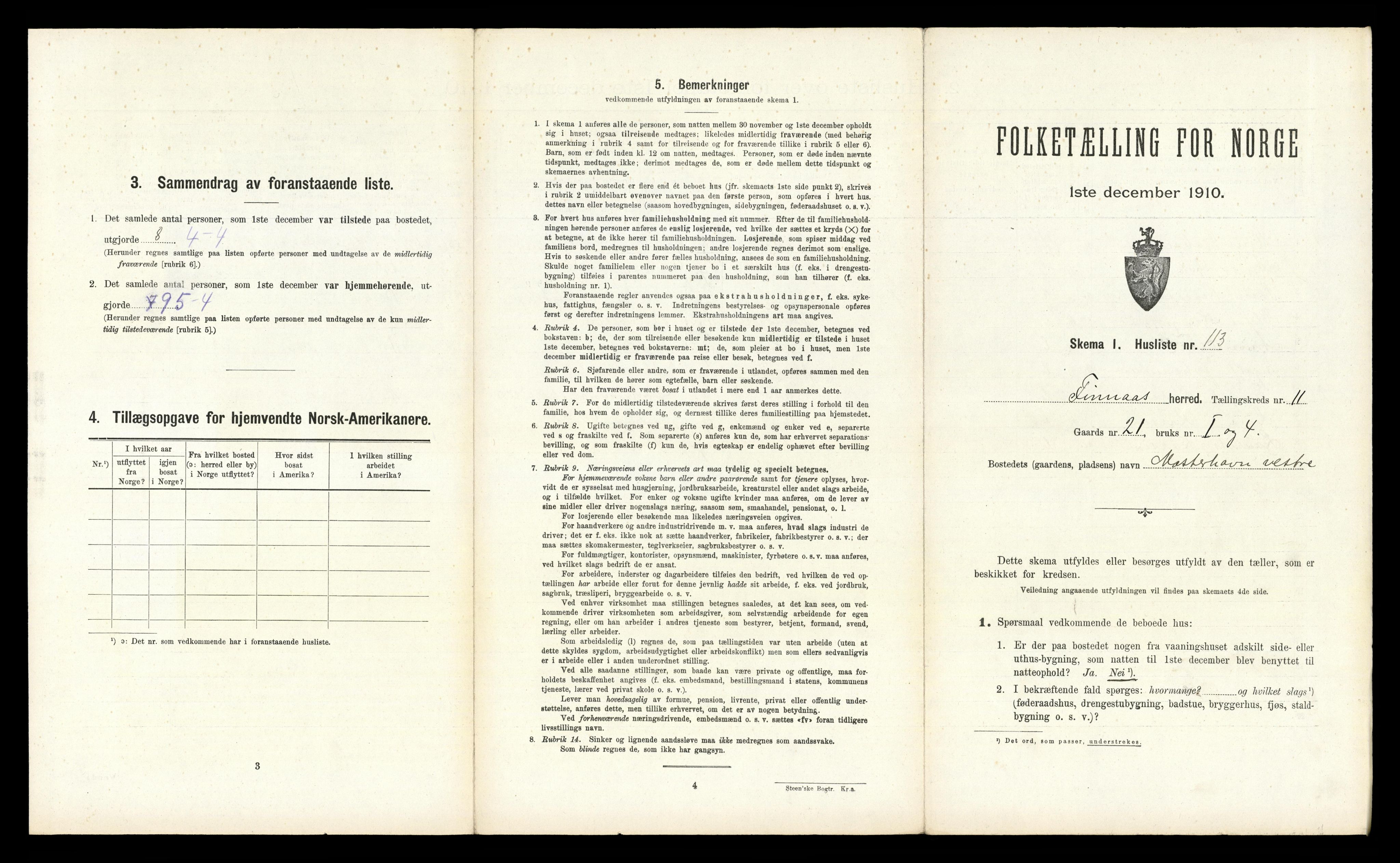 RA, 1910 census for Finnås, 1910, p. 1444