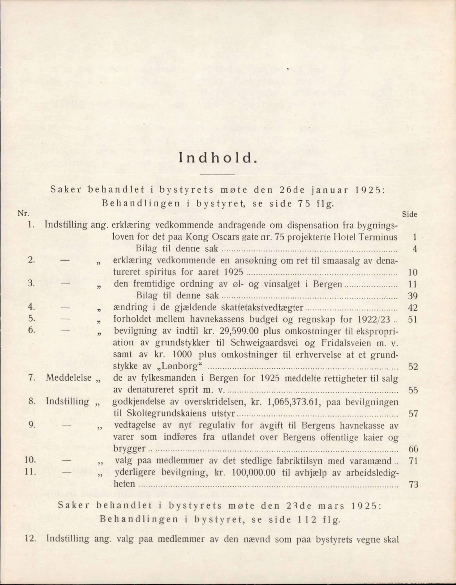 Bergen kommune. Formannskapet, BBA/A-0003/Ad/L0110: Bergens Kommuneforhandlinger, bind I, 1925