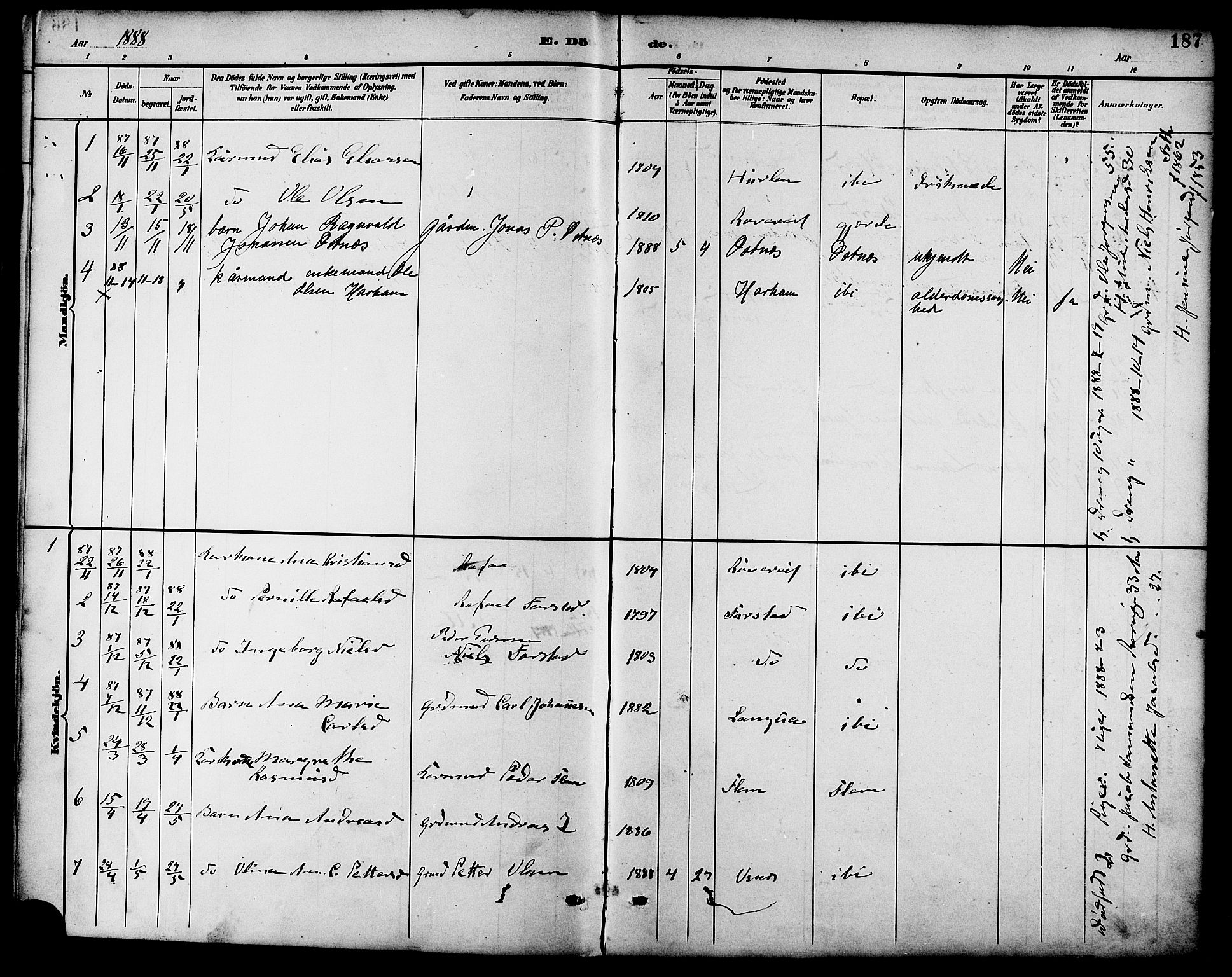 Ministerialprotokoller, klokkerbøker og fødselsregistre - Møre og Romsdal, AV/SAT-A-1454/536/L0501: Parish register (official) no. 536A10, 1884-1896, p. 187