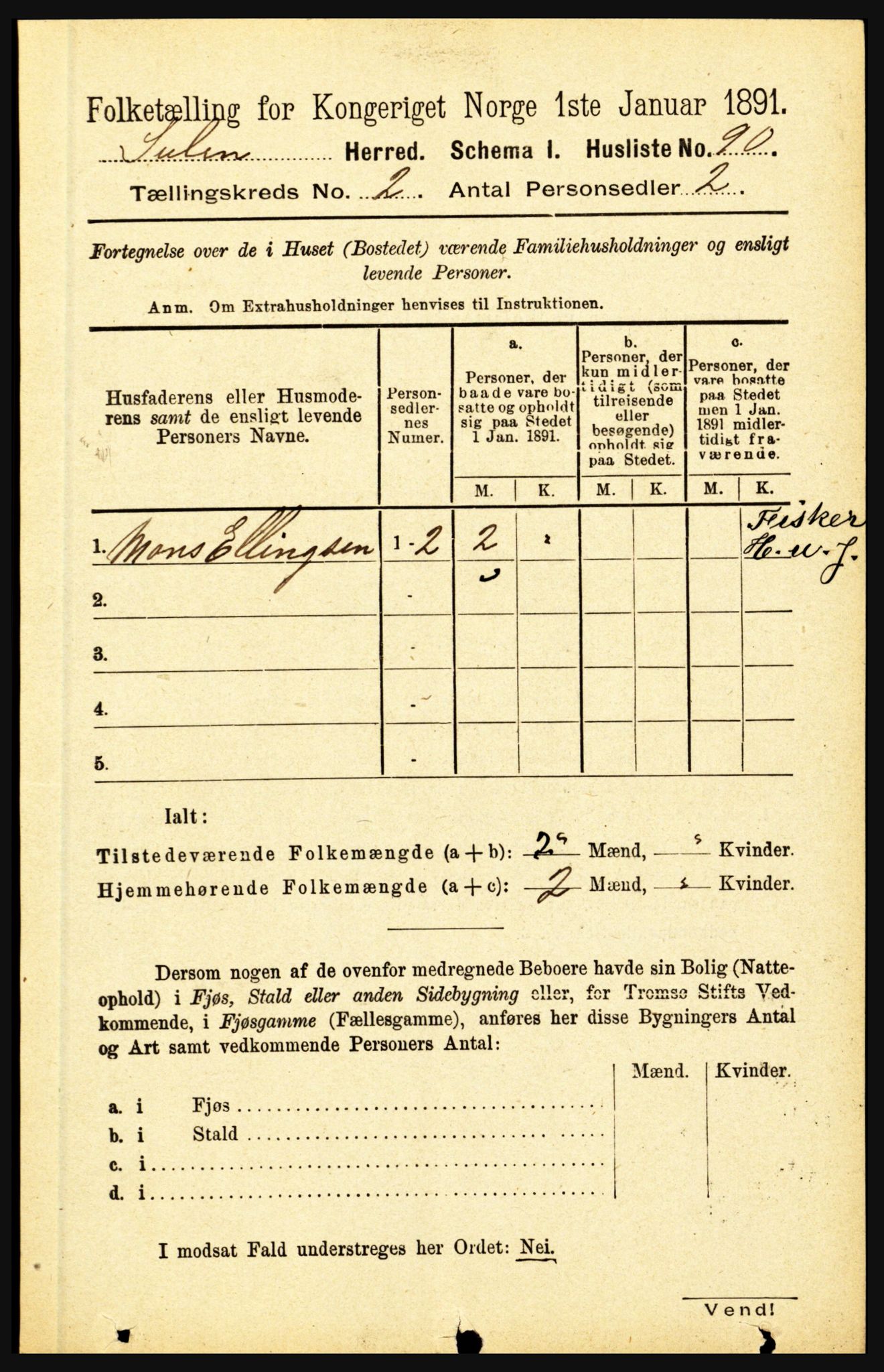 RA, 1891 census for 1412 Solund, 1891, p. 608