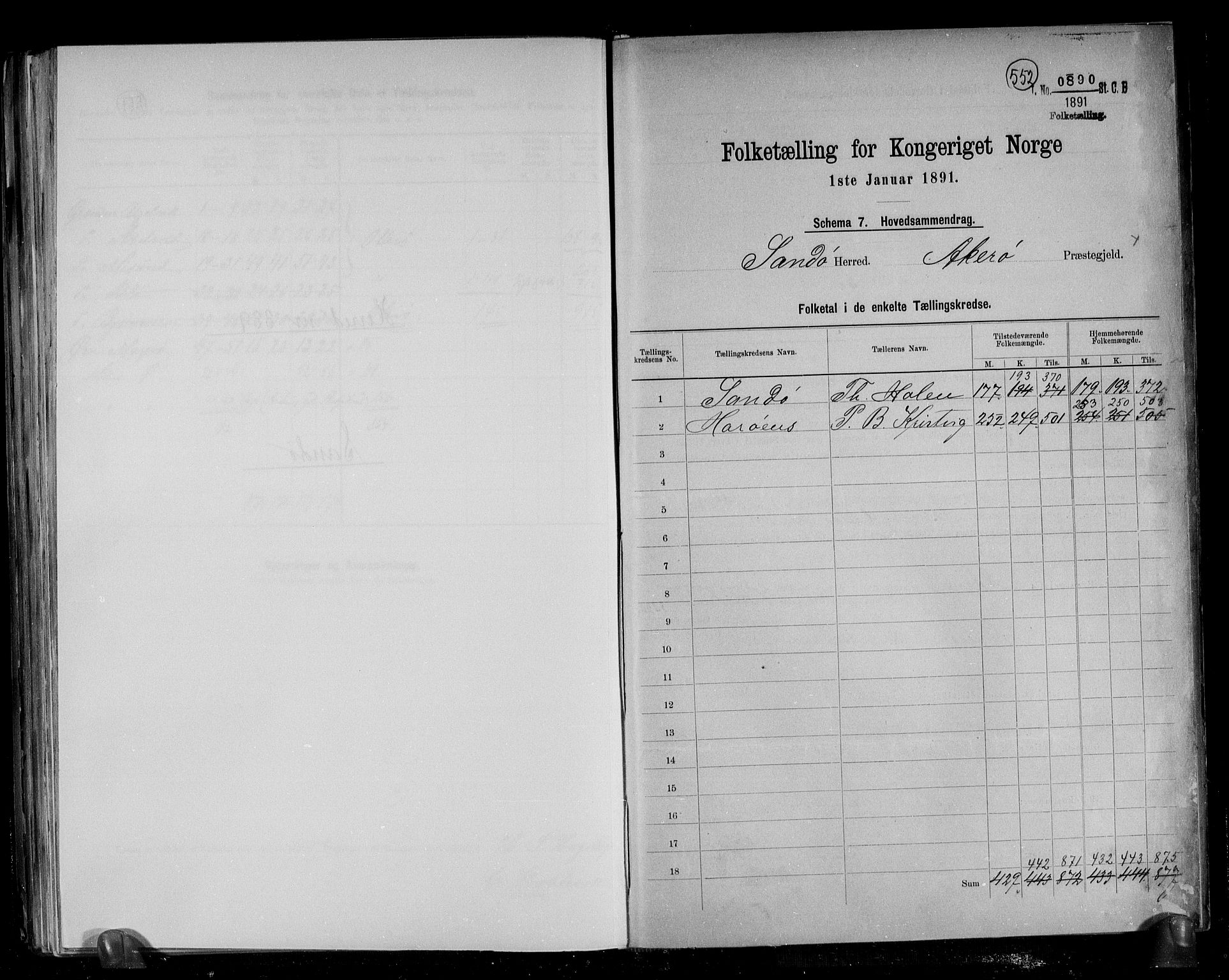 RA, 1891 census for 1546 Sandøy, 1891, p. 2