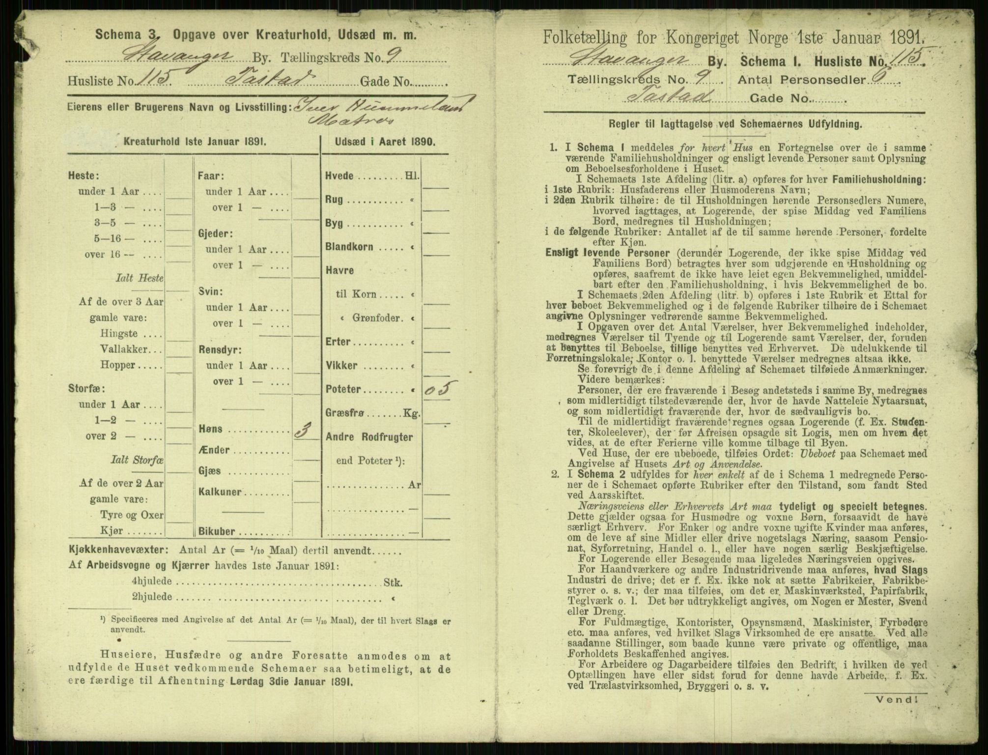 RA, 1891 census for 1103 Stavanger, 1891, p. 1889