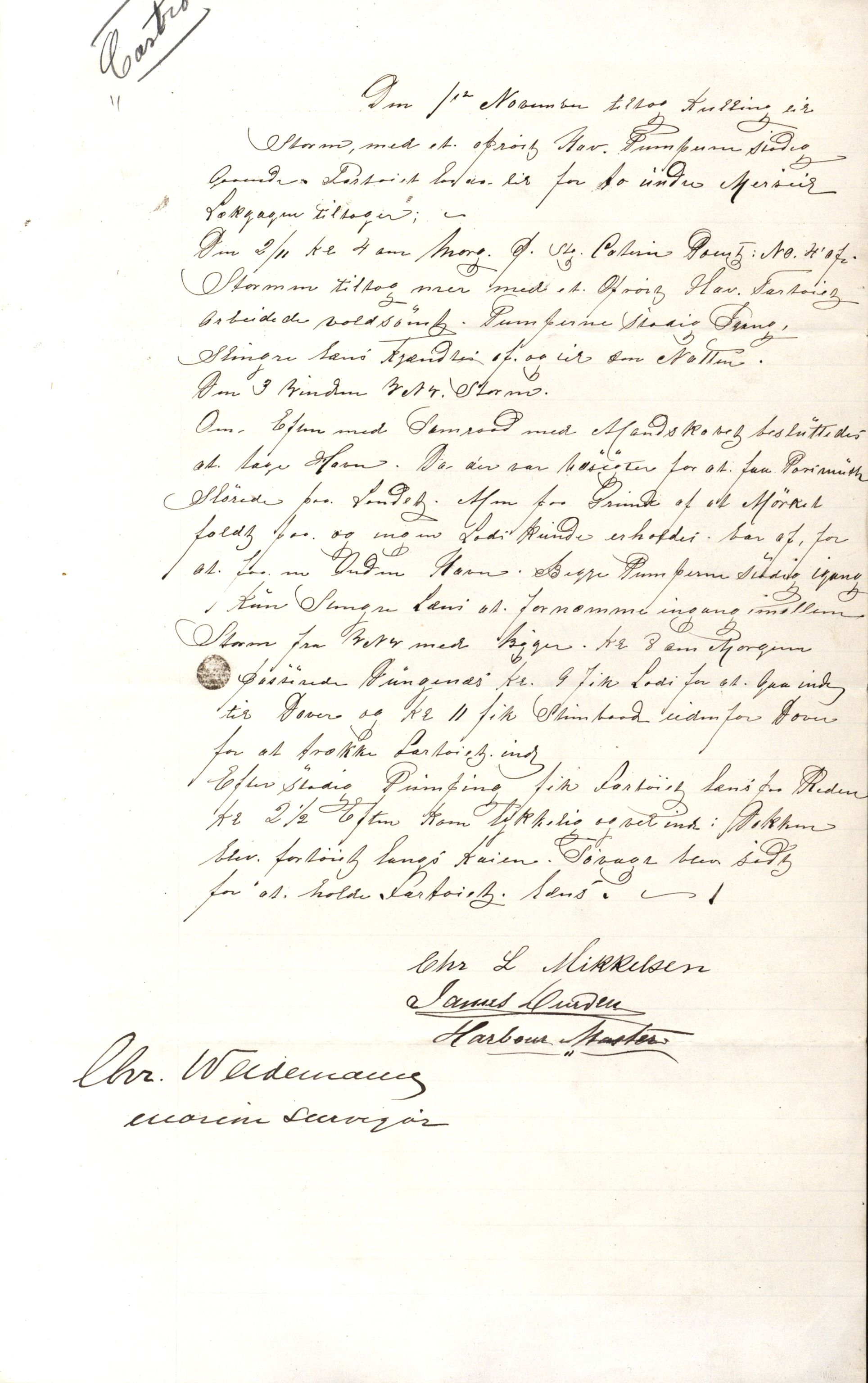 Pa 63 - Østlandske skibsassuranceforening, VEMU/A-1079/G/Ga/L0025/0003: Havaridokumenter / Josephine, Carl, Johanna, Castro, Comorin, Corona, 1890, p. 64