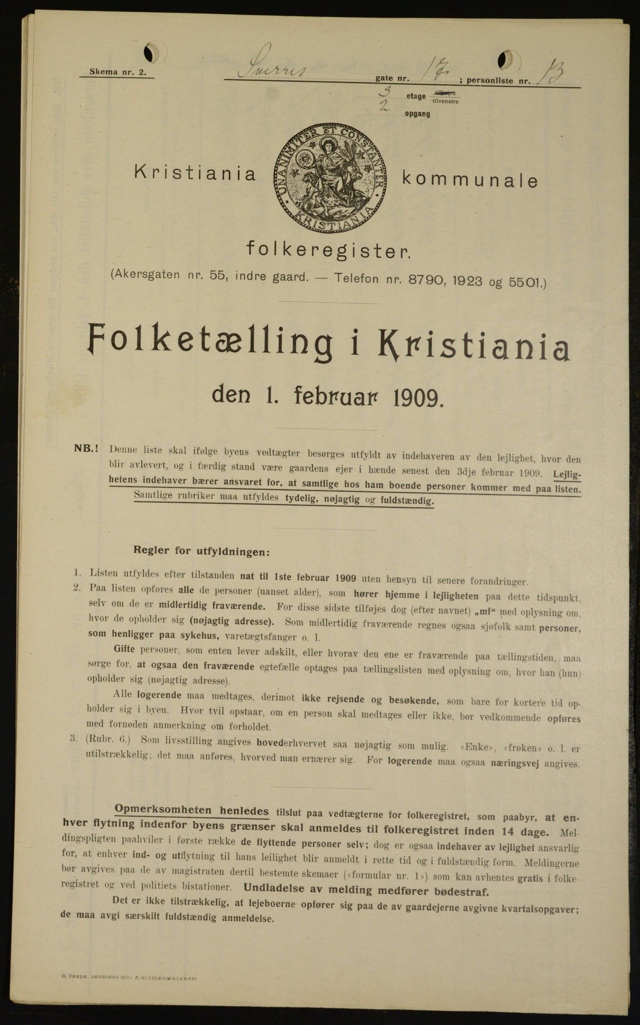 OBA, Municipal Census 1909 for Kristiania, 1909, p. 95866