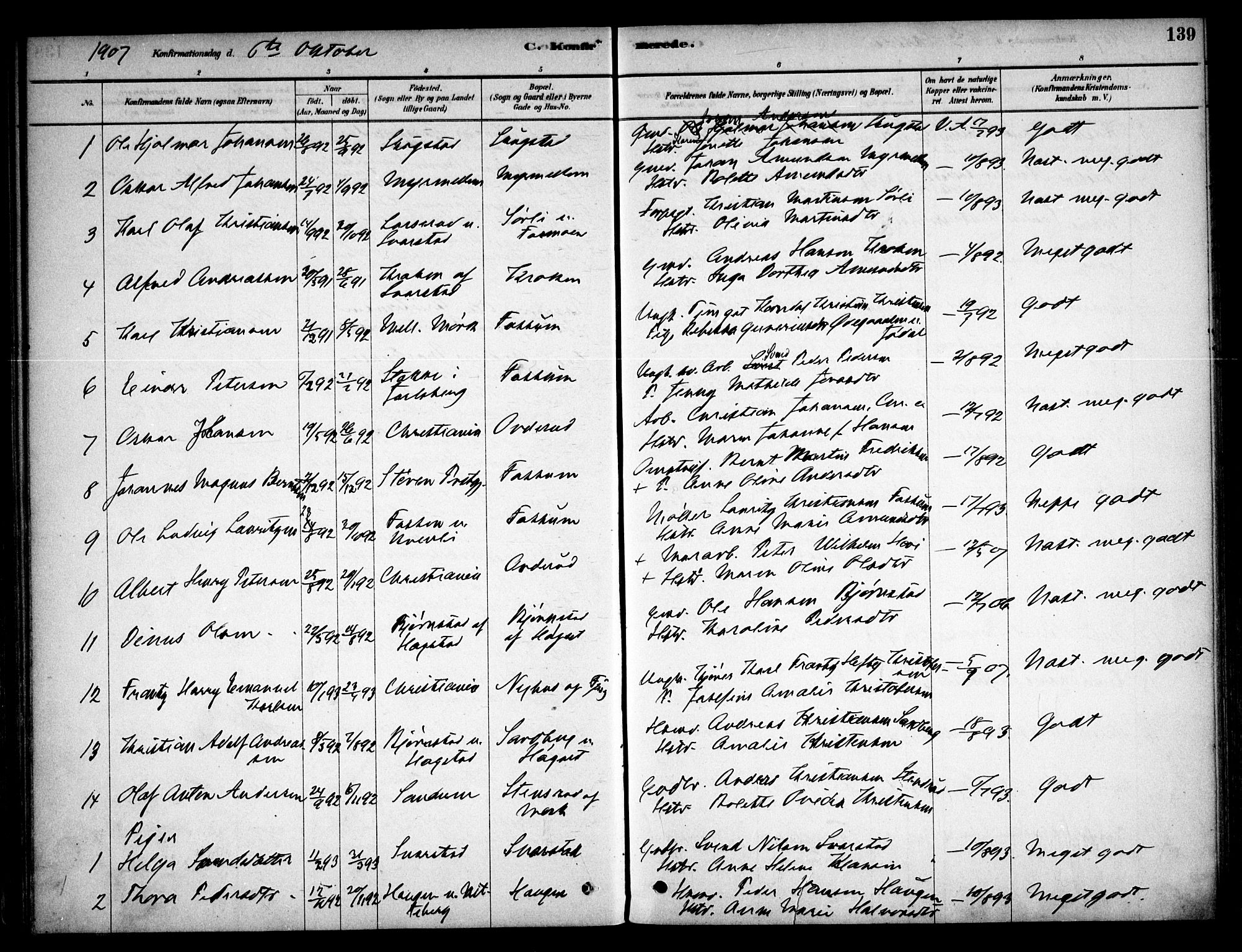 Aurskog prestekontor Kirkebøker, SAO/A-10304a/F/Fb/L0001: Parish register (official) no. II 1, 1878-1909, p. 139