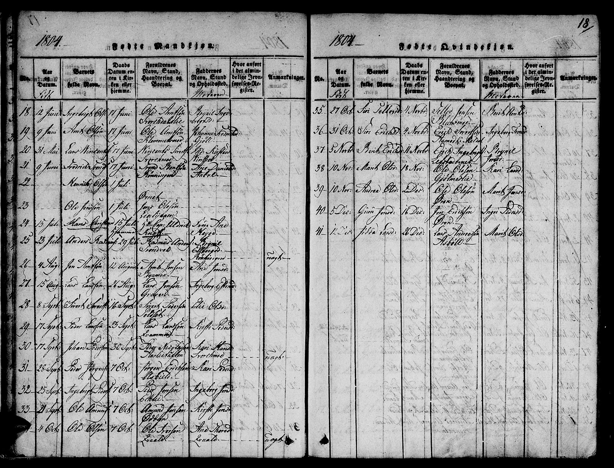 Ministerialprotokoller, klokkerbøker og fødselsregistre - Sør-Trøndelag, AV/SAT-A-1456/668/L0803: Parish register (official) no. 668A03, 1800-1826, p. 18