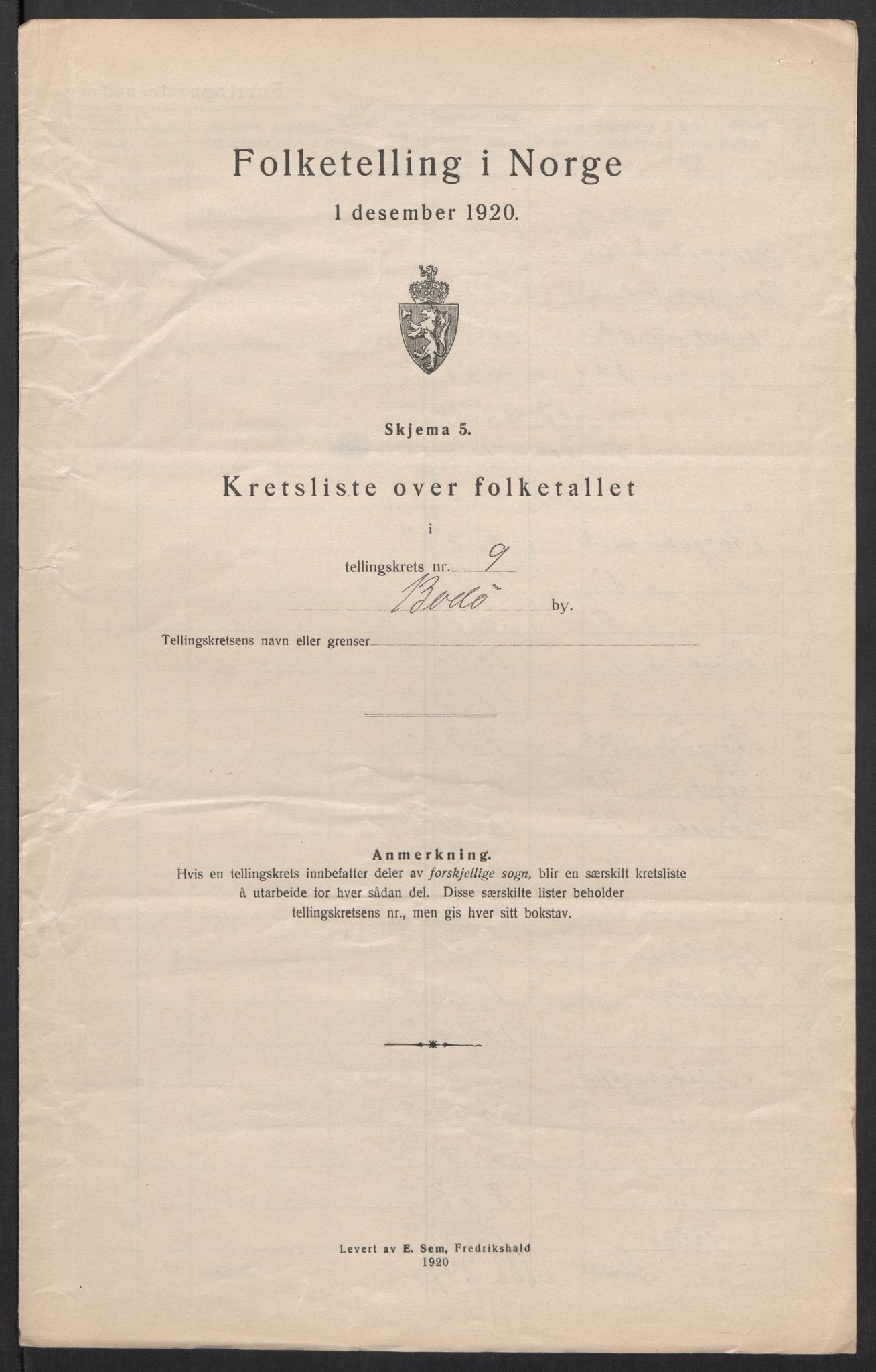 SAT, 1920 census for Bodø, 1920, p. 34