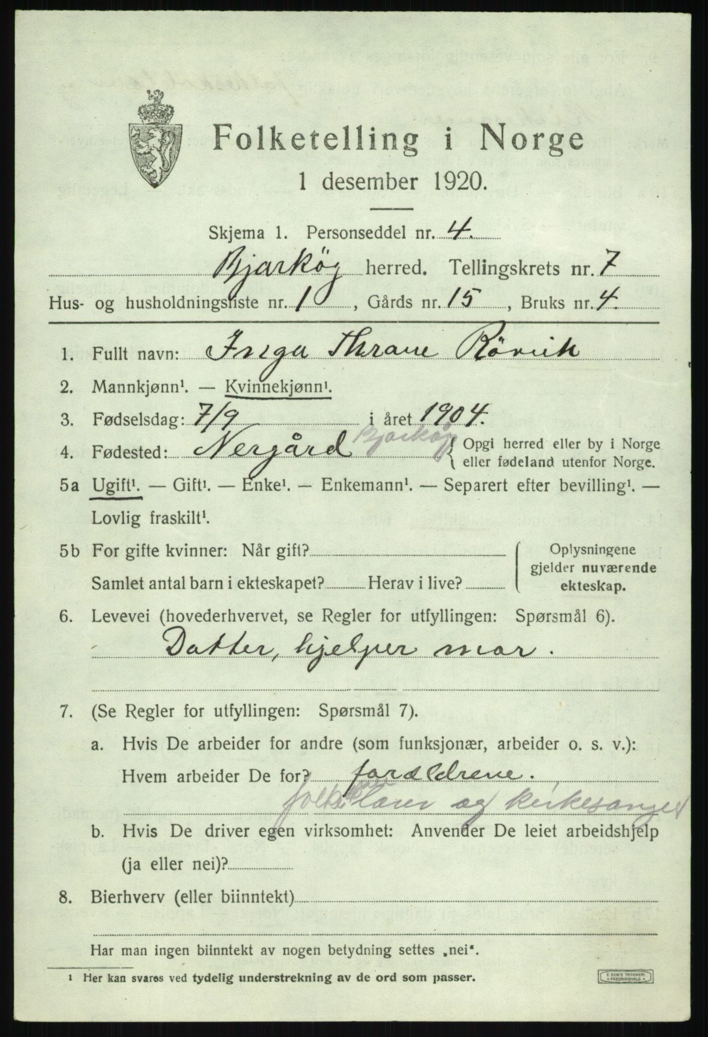 SATØ, 1920 census for Bjarkøy, 1920, p. 2947