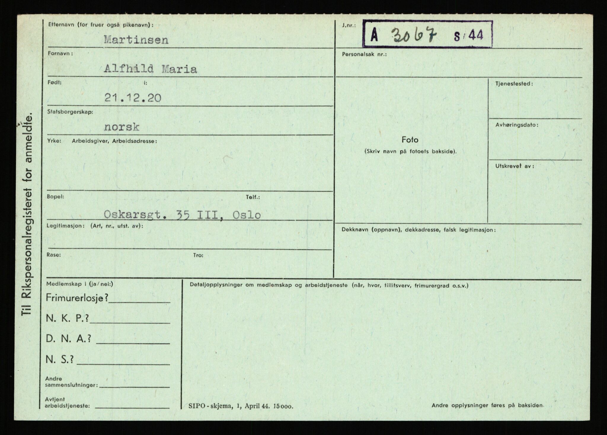 Statspolitiet - Hovedkontoret / Osloavdelingen, AV/RA-S-1329/C/Ca/L0010: Lind - Moksnes, 1943-1945, p. 2862