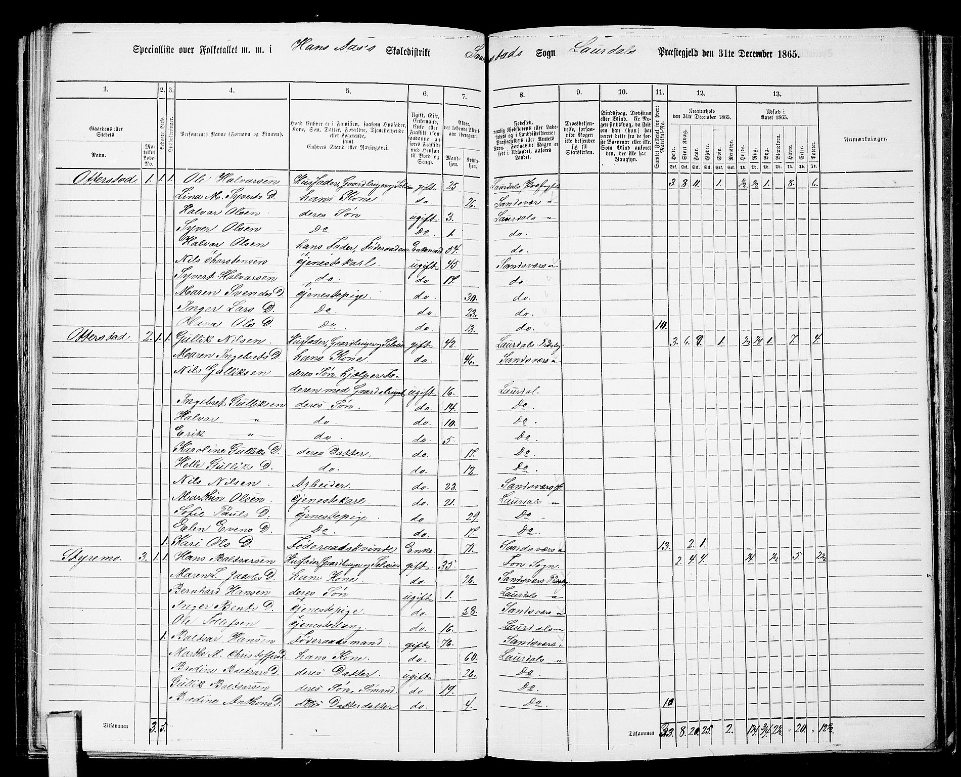 RA, 1865 census for Lardal, 1865, p. 87