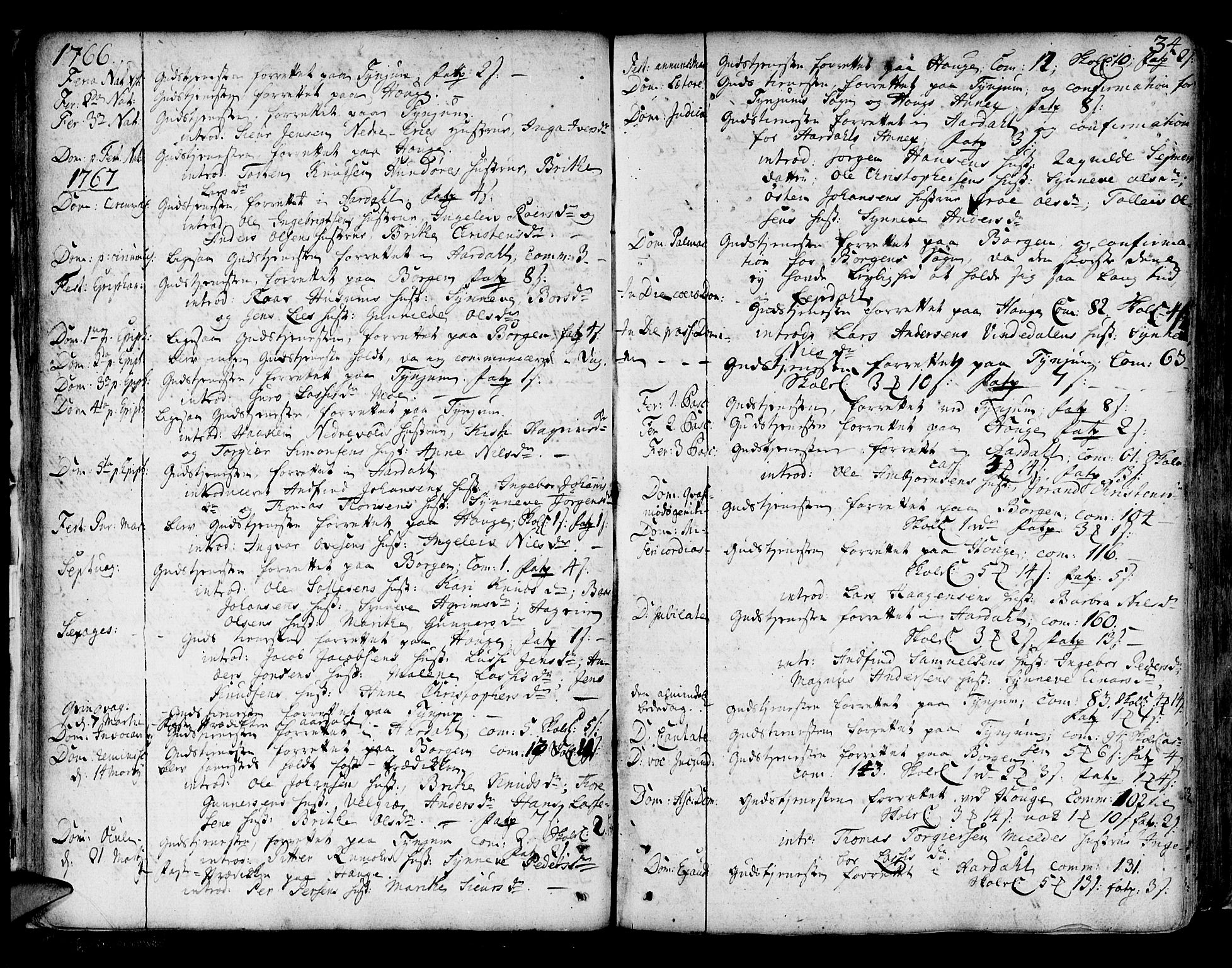 Lærdal sokneprestembete, AV/SAB-A-81201: Parish register (official) no. A 2, 1752-1782, p. 34