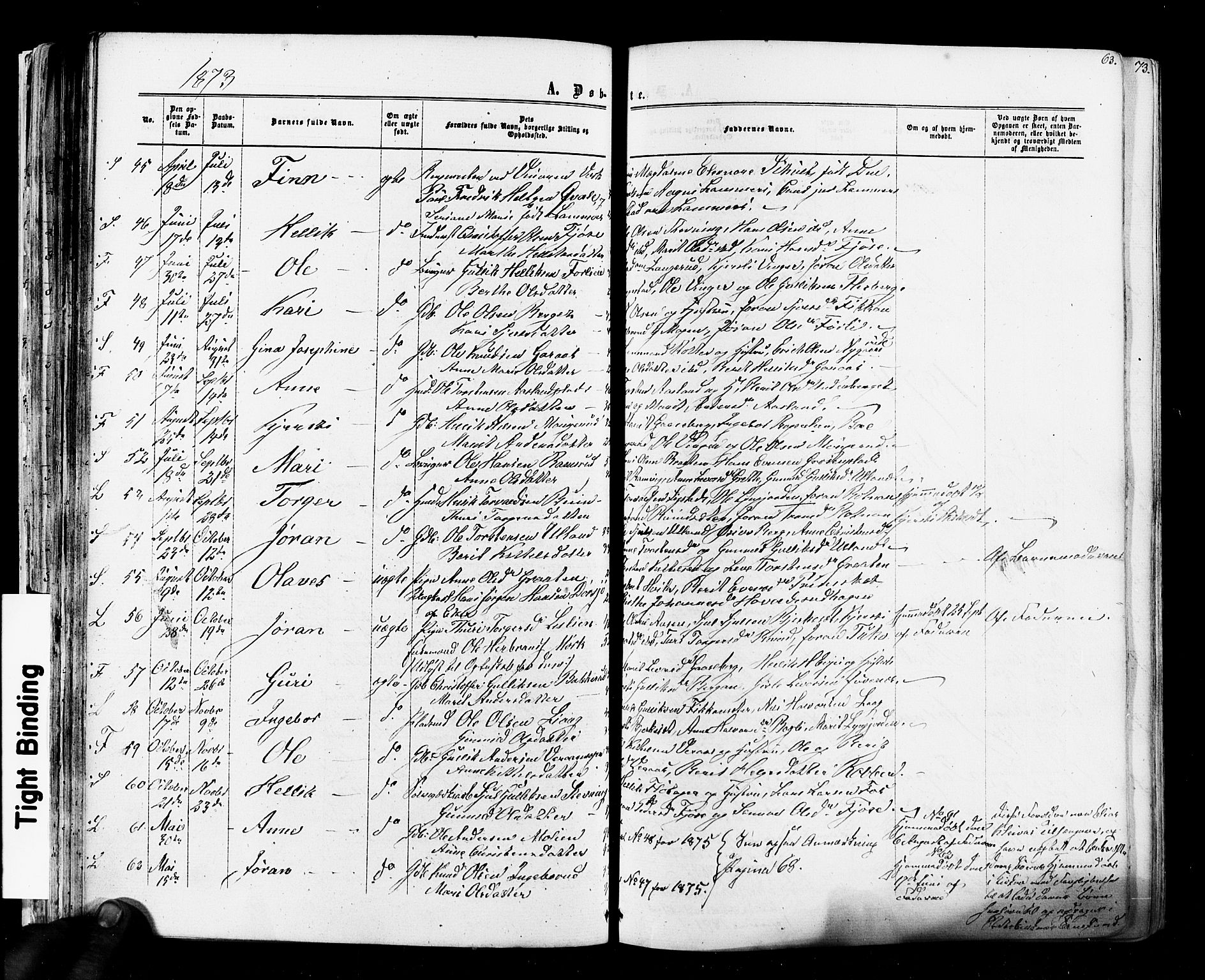 Flesberg kirkebøker, SAKO/A-18/F/Fa/L0007: Parish register (official) no. I 7, 1861-1878, p. 63