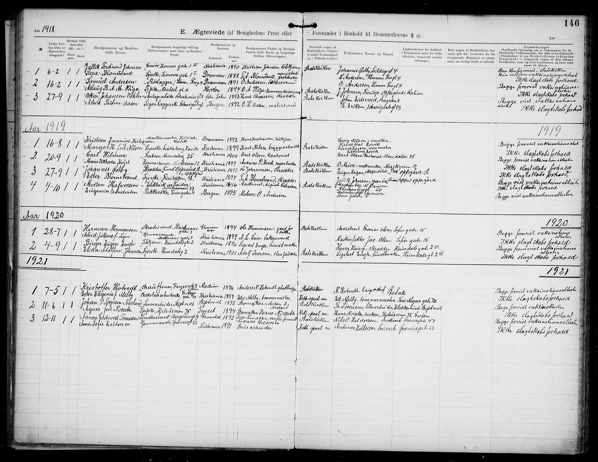 Den katolsk apostoliske menighet i Oslo , SAO/PAO-0214/F/Fa/L0002: Dissenter register no. 2, 1892-1937, p. 146