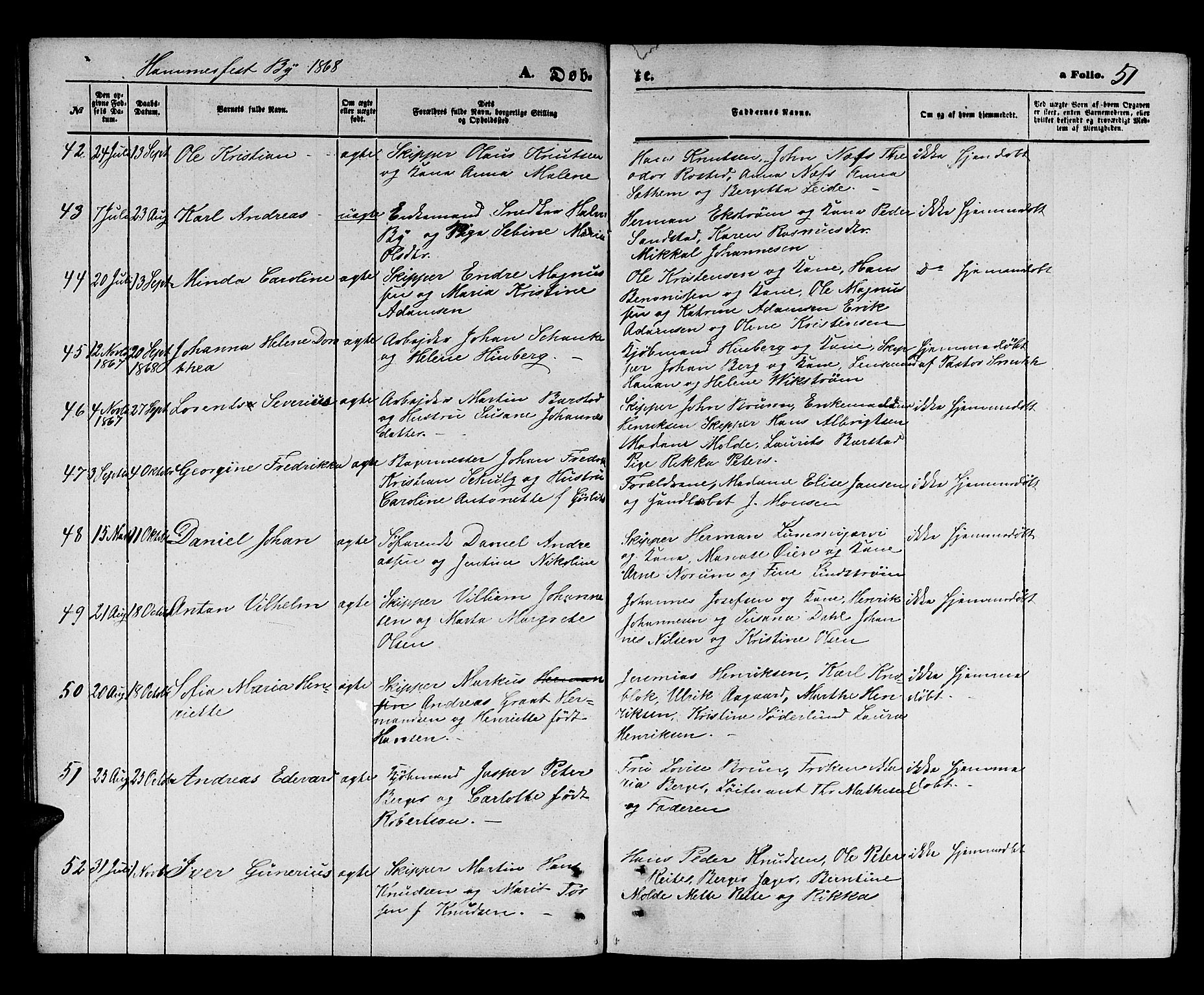 Hammerfest sokneprestkontor, AV/SATØ-S-1347/H/Hb/L0003.klokk: Parish register (copy) no. 3 /1, 1862-1868, p. 51
