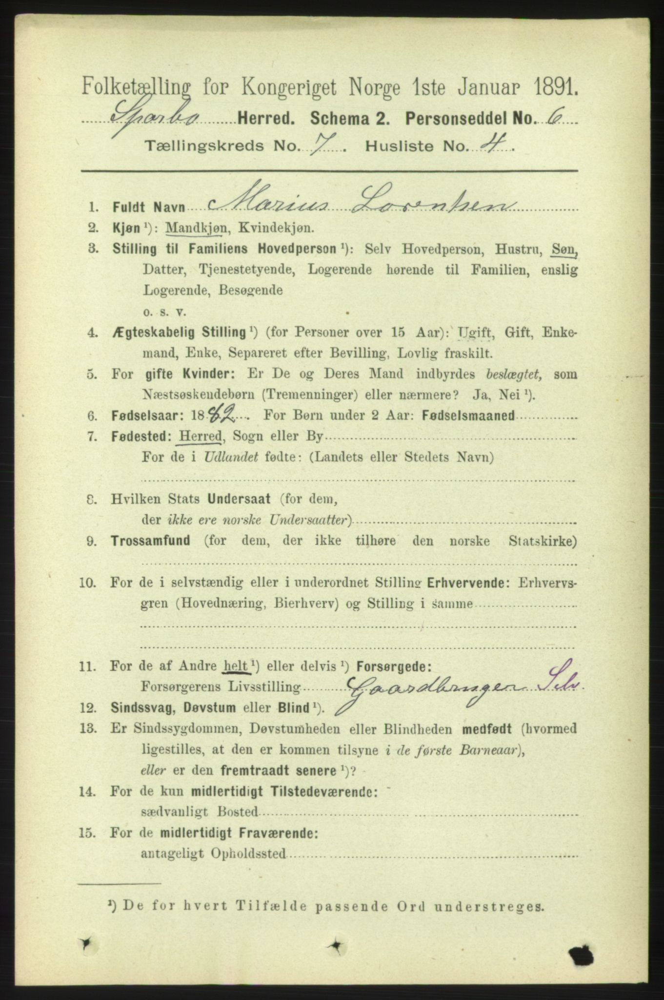 RA, 1891 census for 1731 Sparbu, 1891, p. 2426