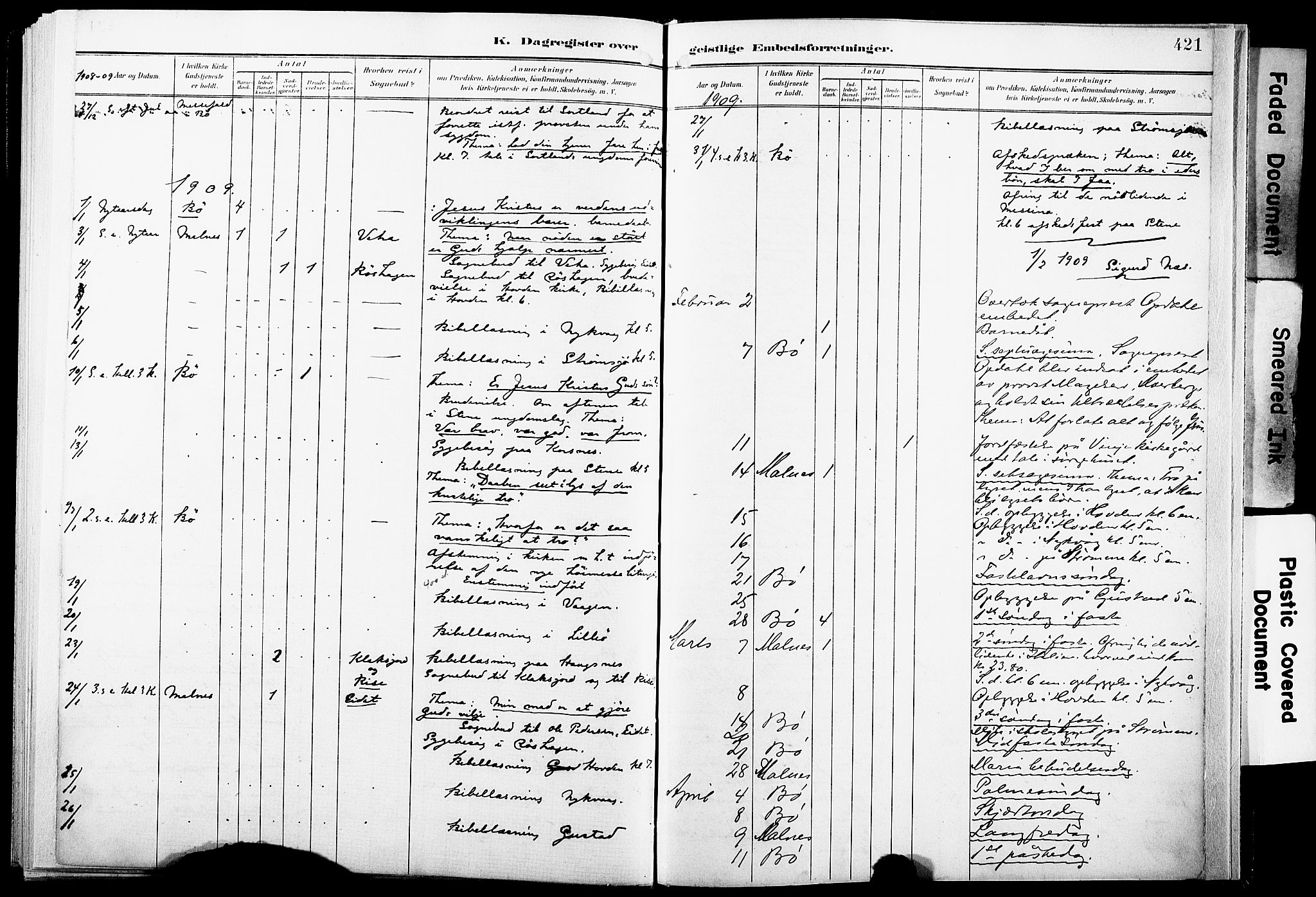 Ministerialprotokoller, klokkerbøker og fødselsregistre - Nordland, AV/SAT-A-1459/891/L1305: Parish register (official) no. 891A10, 1895-1921, p. 421