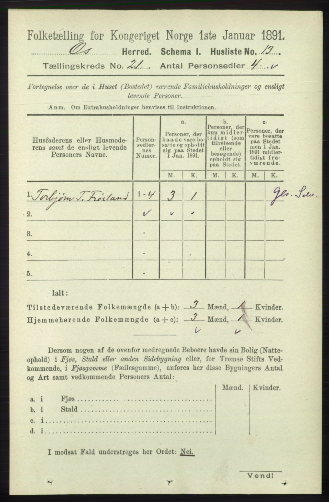 RA, 1891 census for 1243 Os, 1891, p. 4830