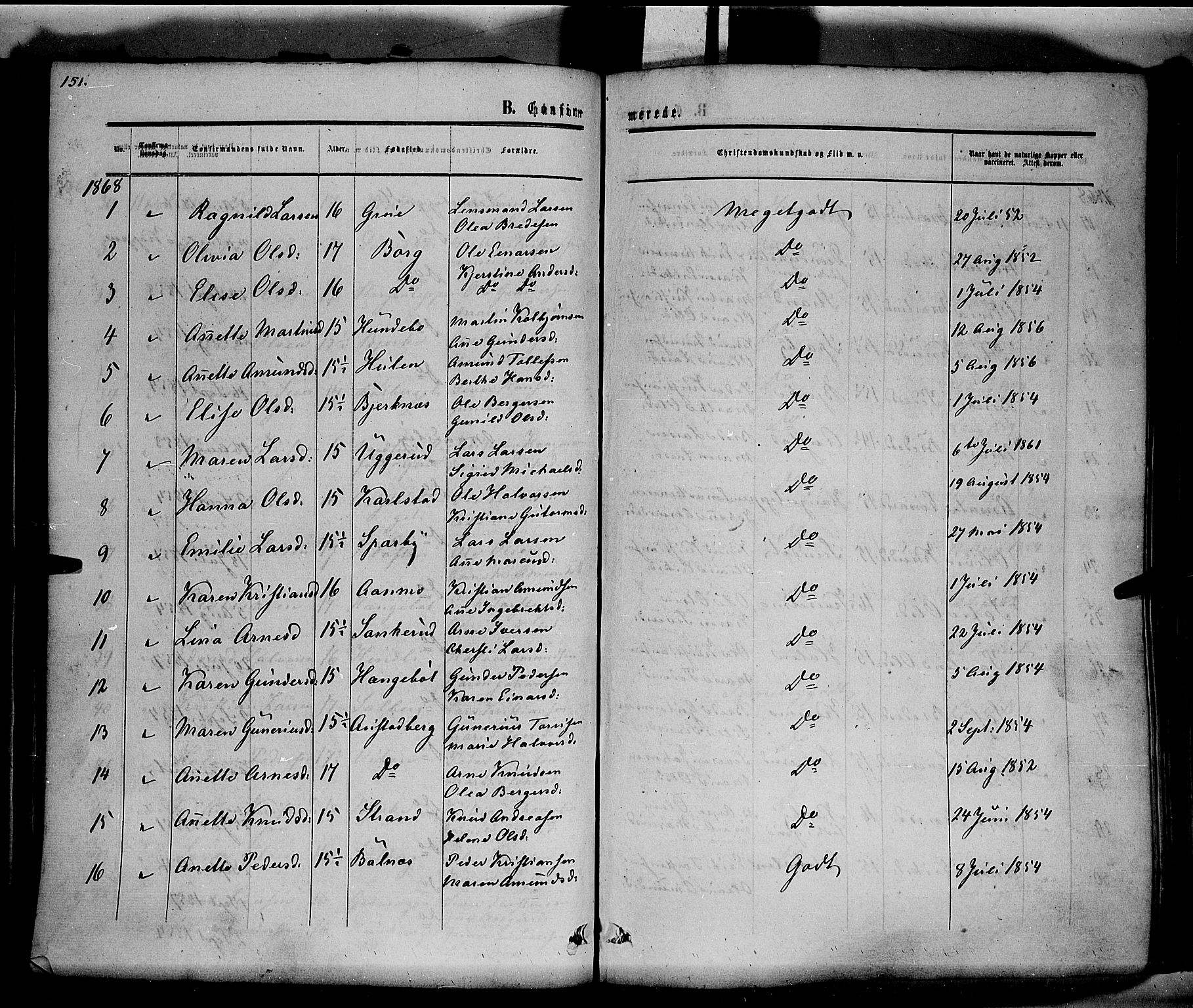 Hof prestekontor, AV/SAH-PREST-038/H/Ha/Haa/L0009: Parish register (official) no. 9, 1862-1877, p. 151