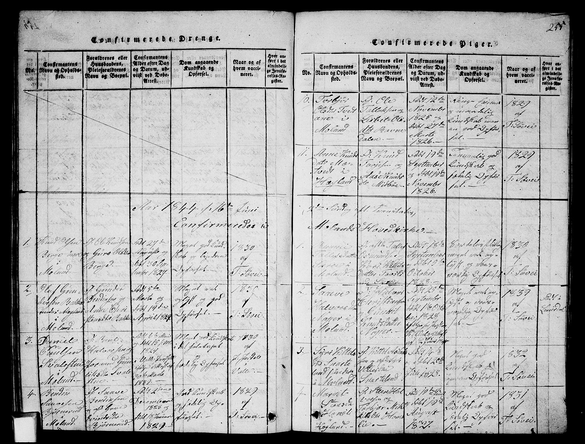 Fyresdal kirkebøker, SAKO/A-263/G/Ga/L0002: Parish register (copy) no. I 2, 1815-1857, p. 255