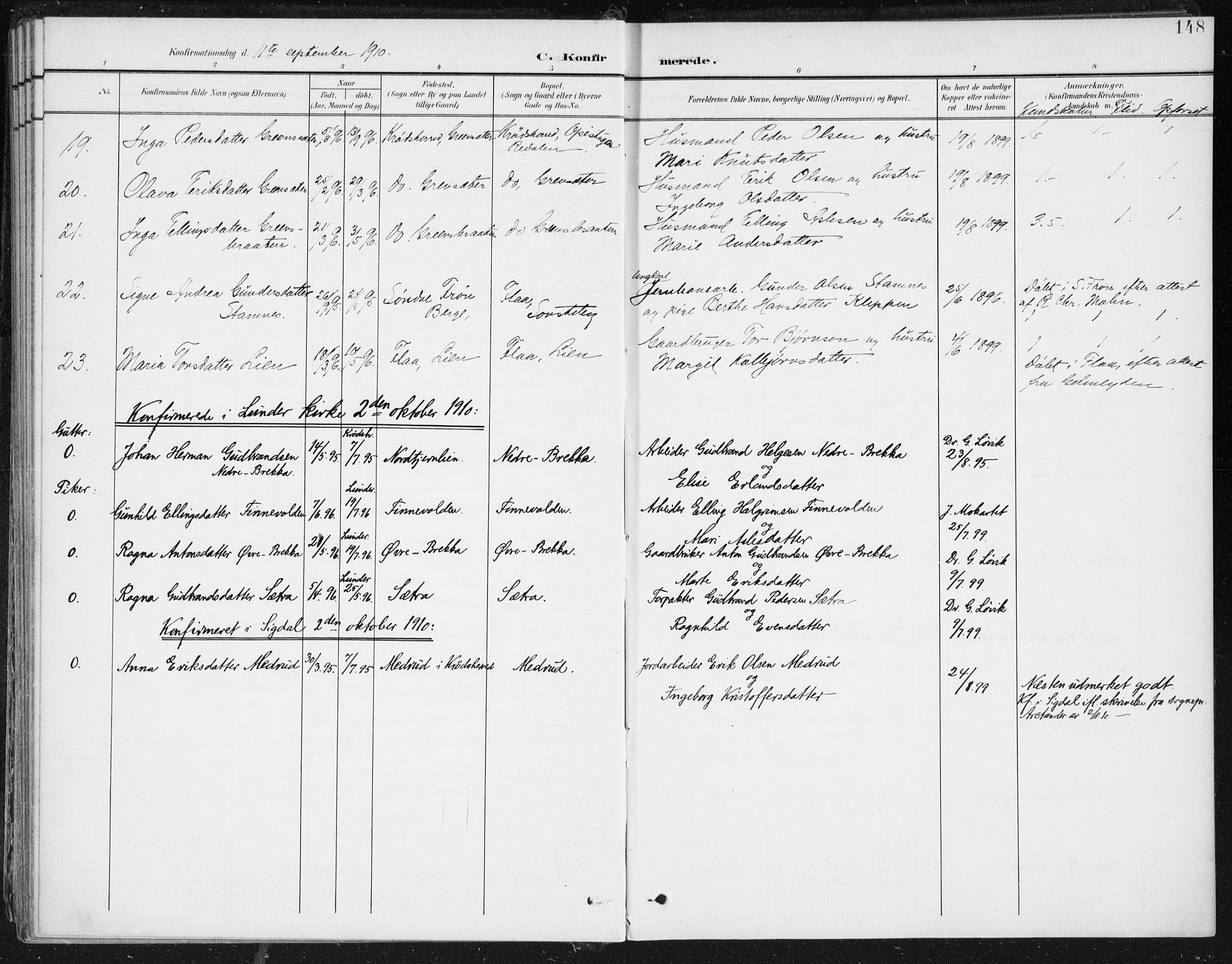 Krødsherad kirkebøker, AV/SAKO-A-19/F/Fa/L0007: Parish register (official) no. 7, 1900-1915, p. 148