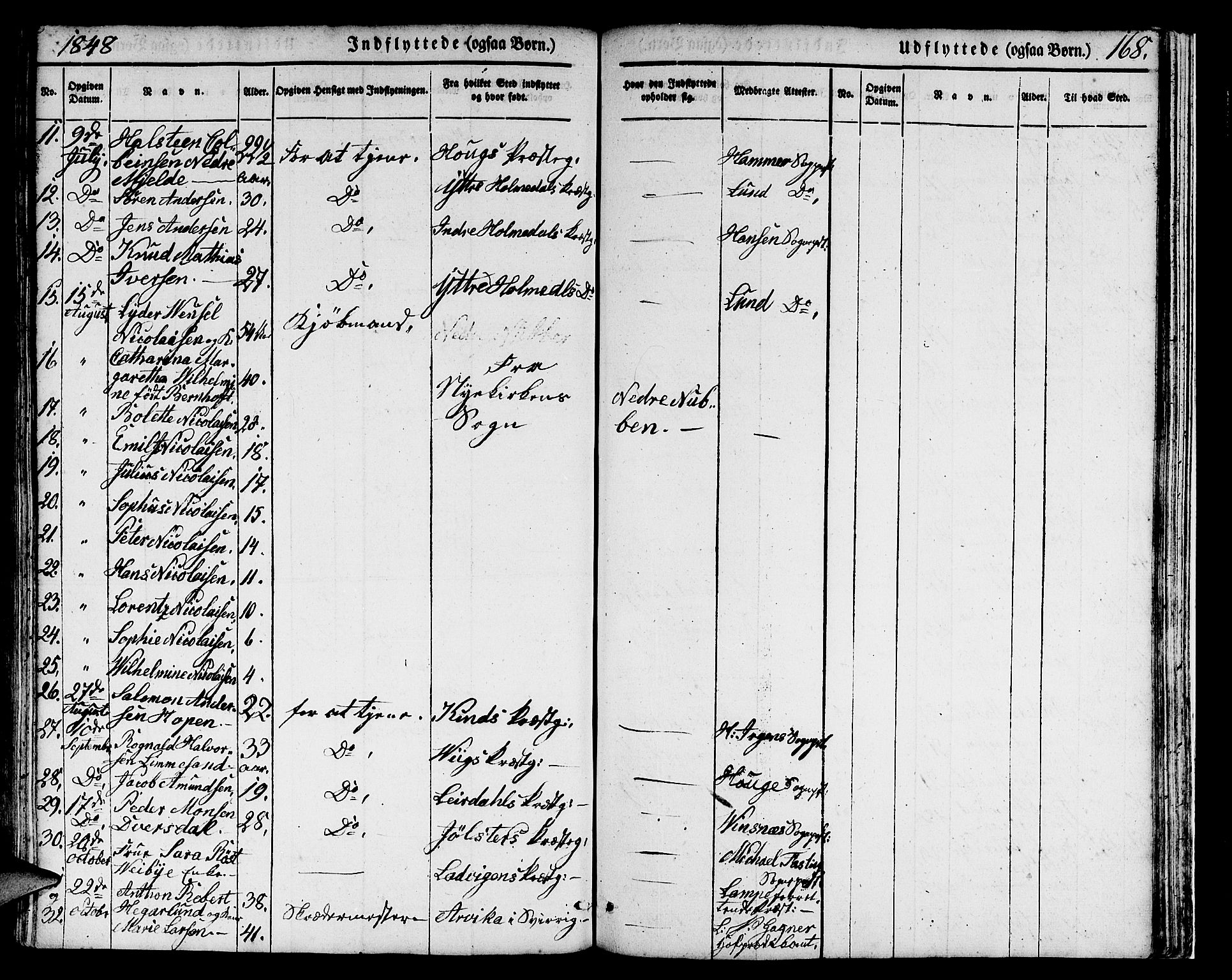 Domkirken sokneprestembete, SAB/A-74801/H/Hab/L0029: Parish register (copy) no. D 1, 1839-1857, p. 168