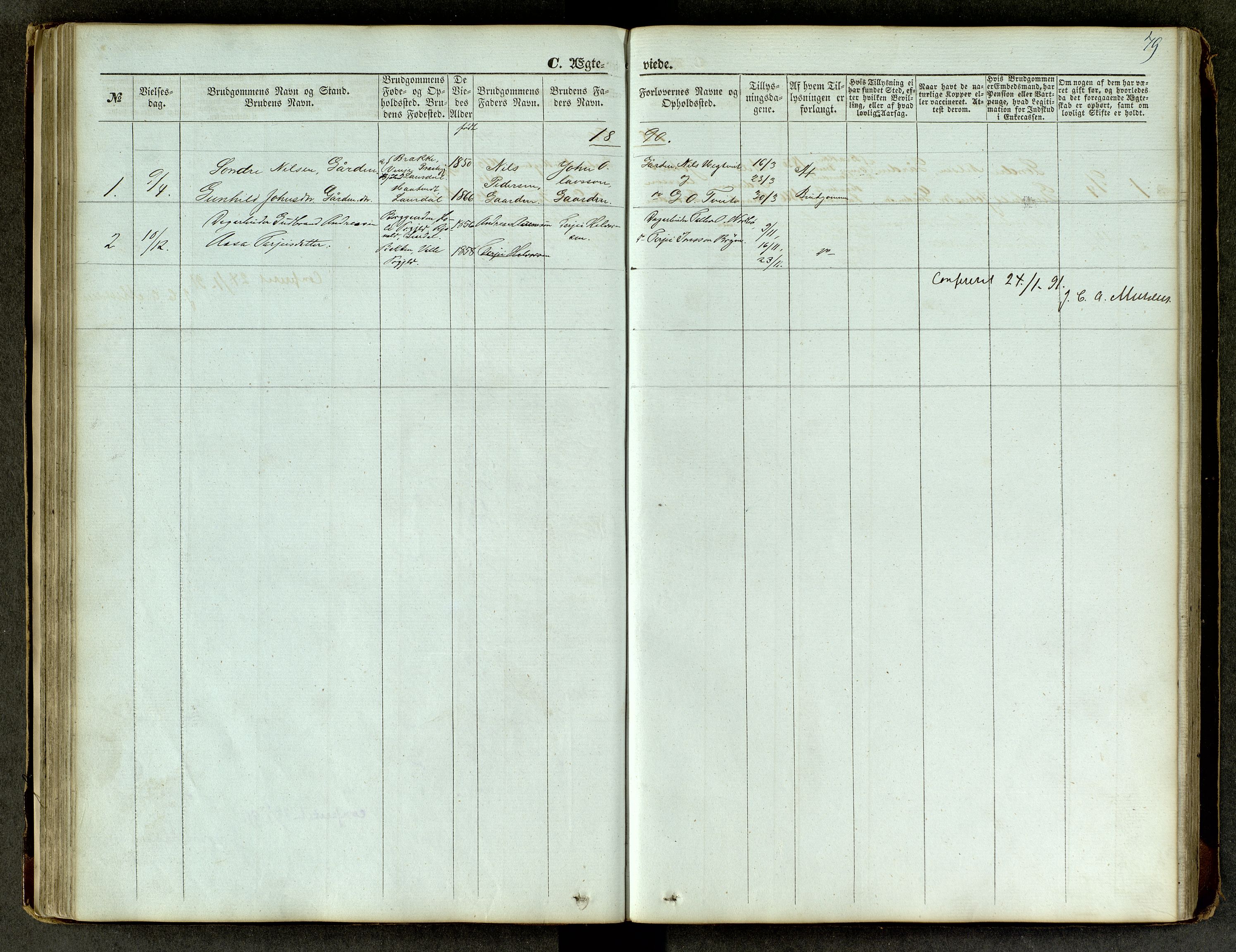 Lårdal kirkebøker, SAKO/A-284/G/Ga/L0002: Parish register (copy) no. I 2, 1861-1890, p. 79