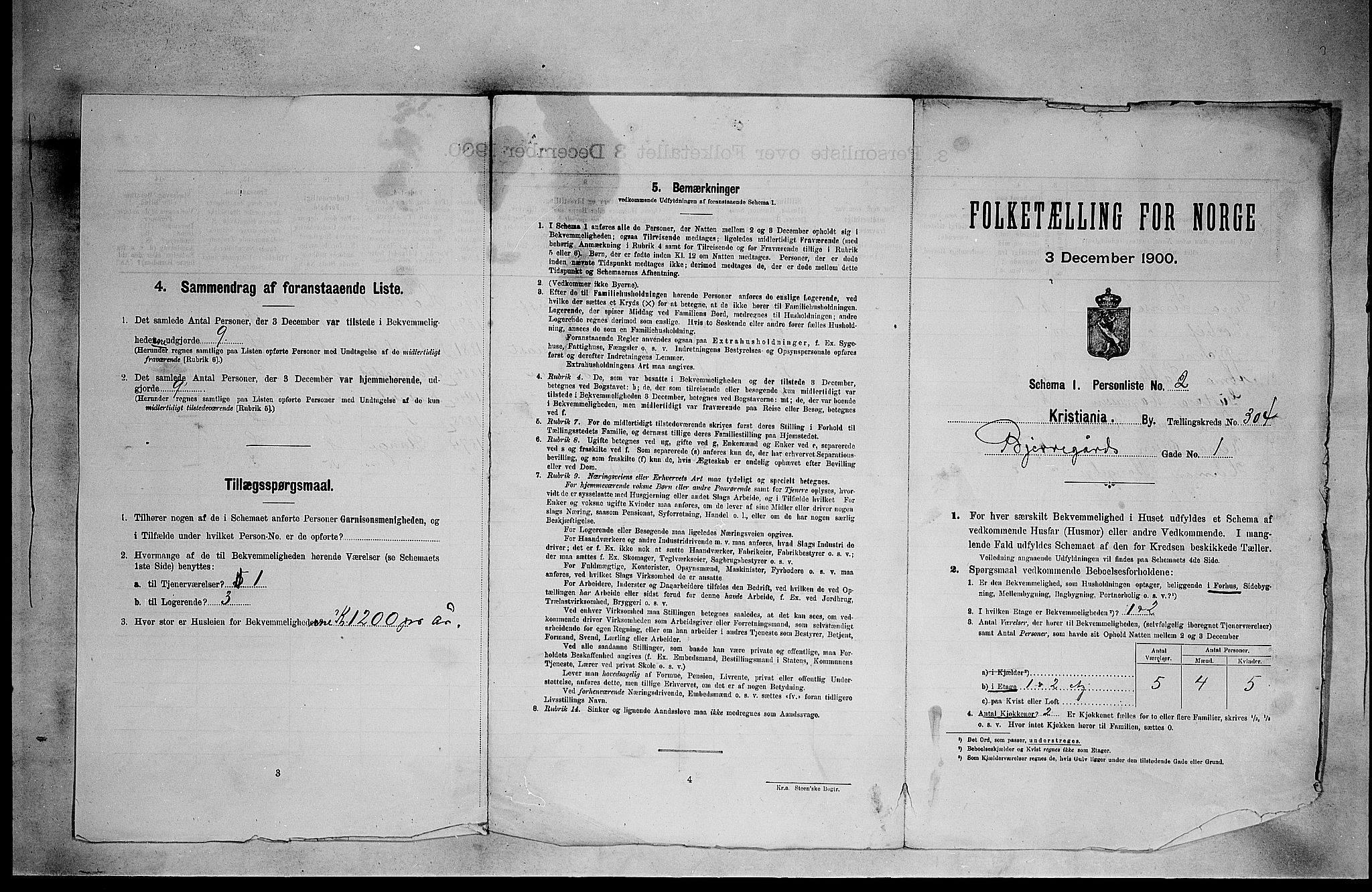 SAO, 1900 census for Kristiania, 1900, p. 5297