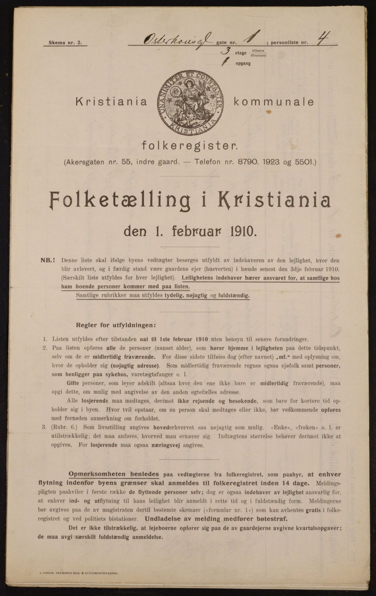 OBA, Municipal Census 1910 for Kristiania, 1910, p. 74446