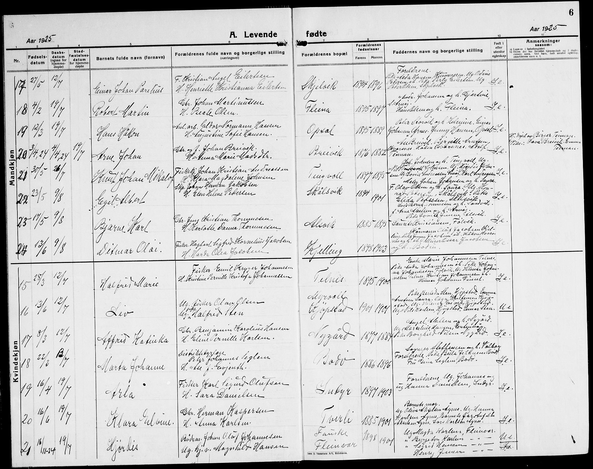 Ministerialprotokoller, klokkerbøker og fødselsregistre - Nordland, SAT/A-1459/805/L0111: Parish register (copy) no. 805C07, 1925-1943, p. 6