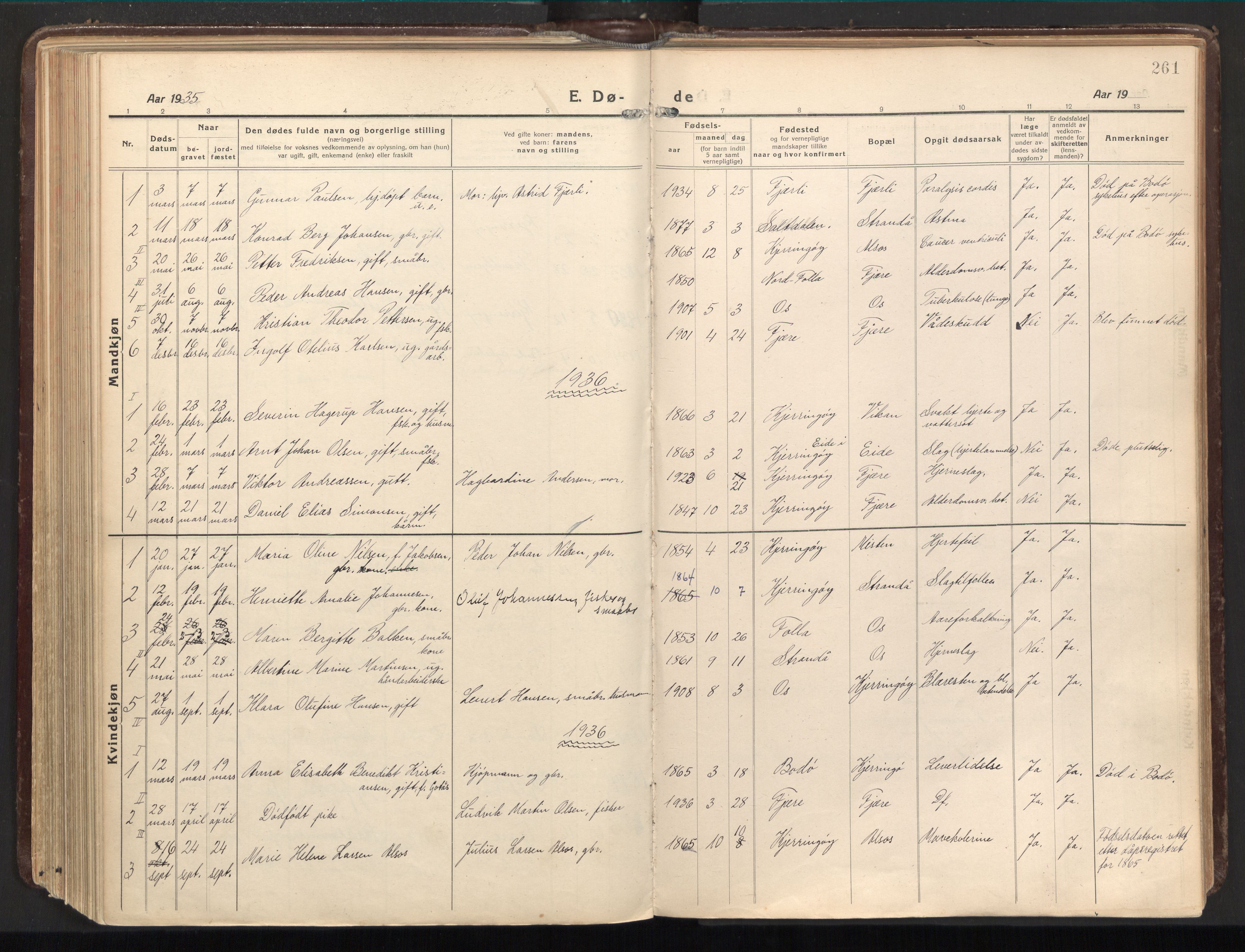 Ministerialprotokoller, klokkerbøker og fødselsregistre - Nordland, SAT/A-1459/803/L0073: Parish register (official) no. 803A03, 1920-1955, p. 261
