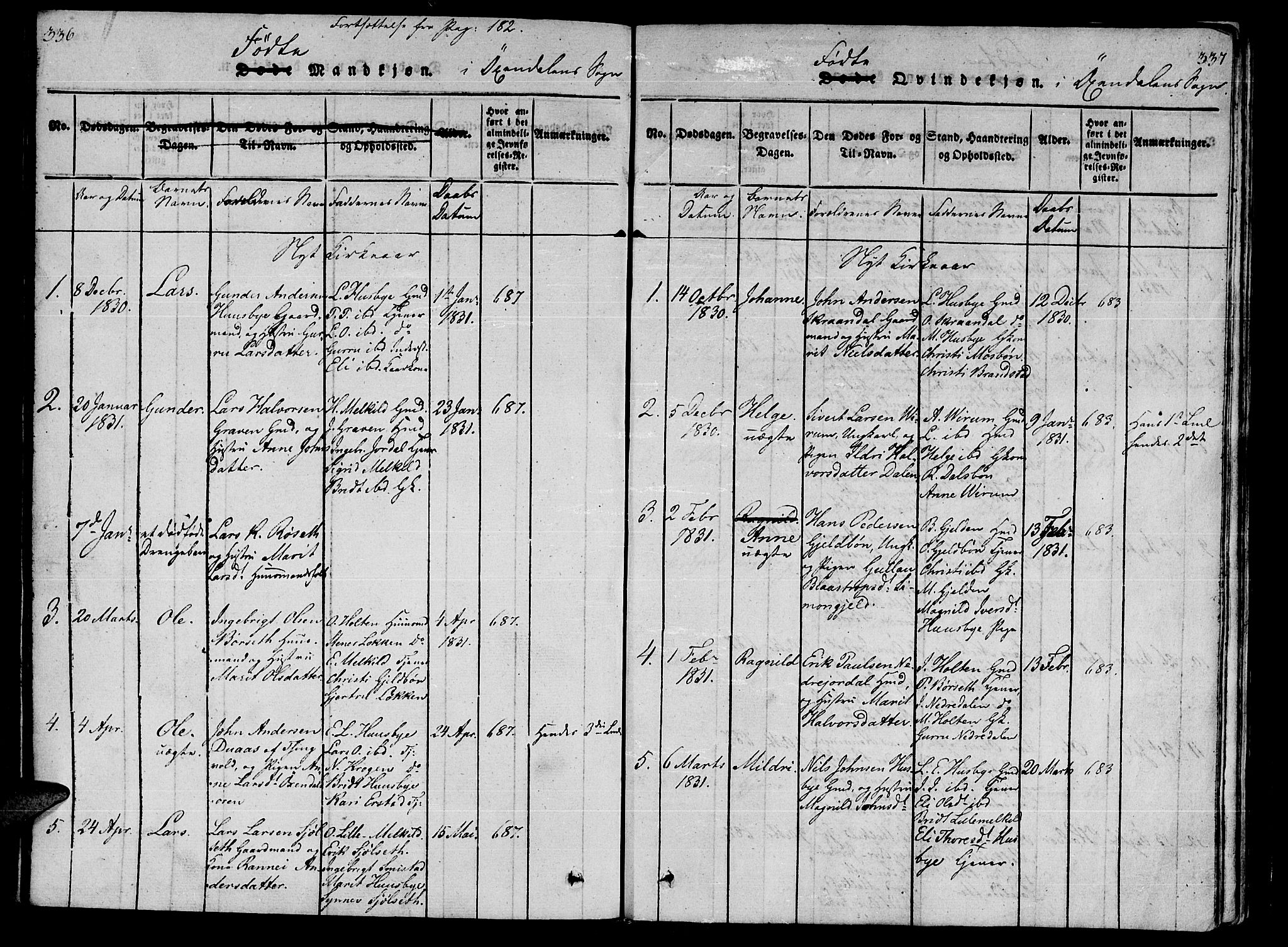 Ministerialprotokoller, klokkerbøker og fødselsregistre - Møre og Romsdal, SAT/A-1454/590/L1011: Parish register (official) no. 590A03 /3, 1819-1832, p. 336-337