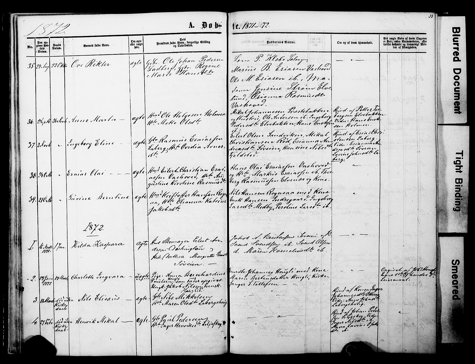 Ibestad sokneprestembete, SATØ/S-0077/H/Ha/Haa/L0013kirke: Parish register (official) no. 13, 1865-1879, p. 33