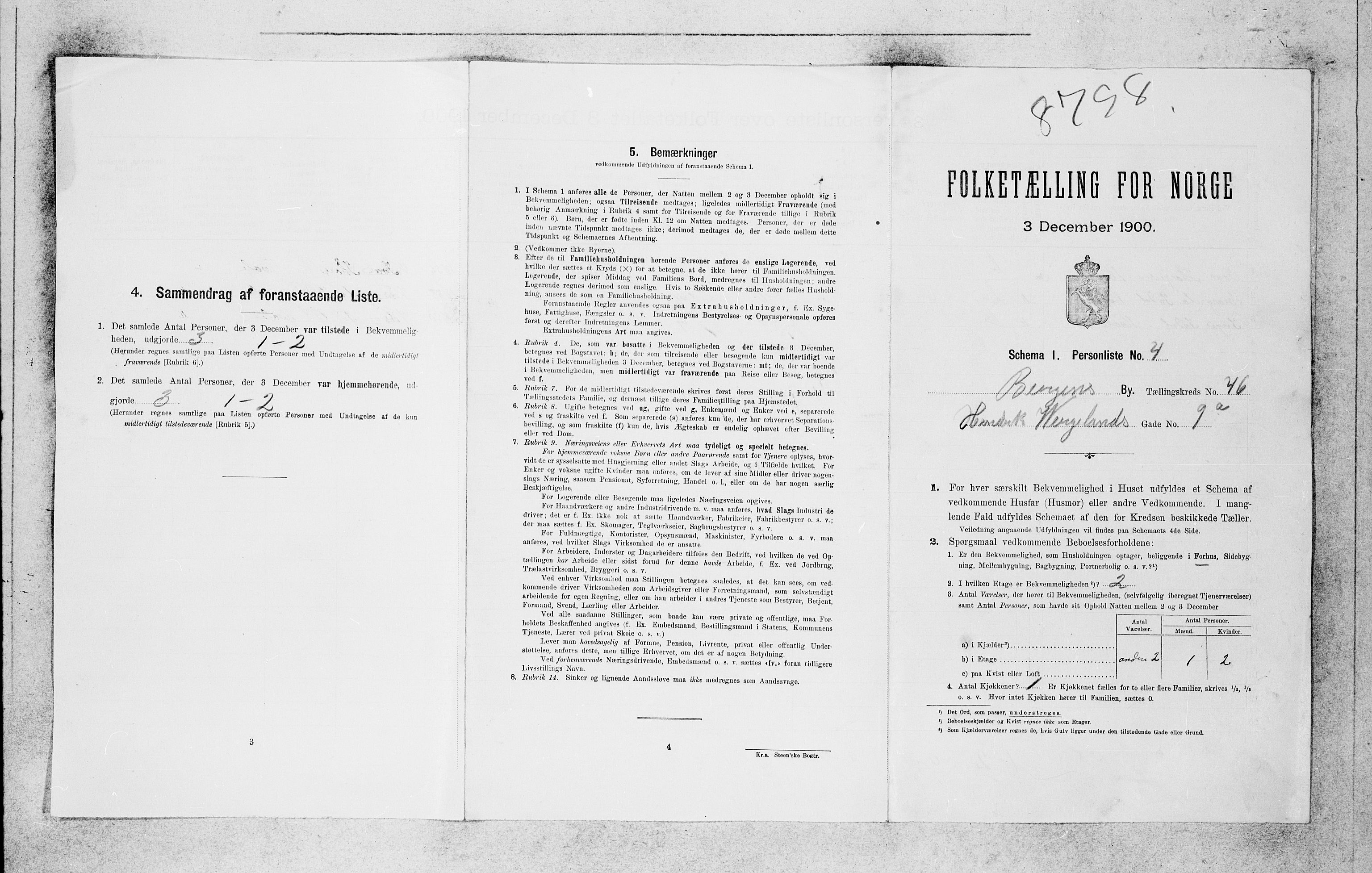SAB, 1900 census for Bergen, 1900, p. 8444