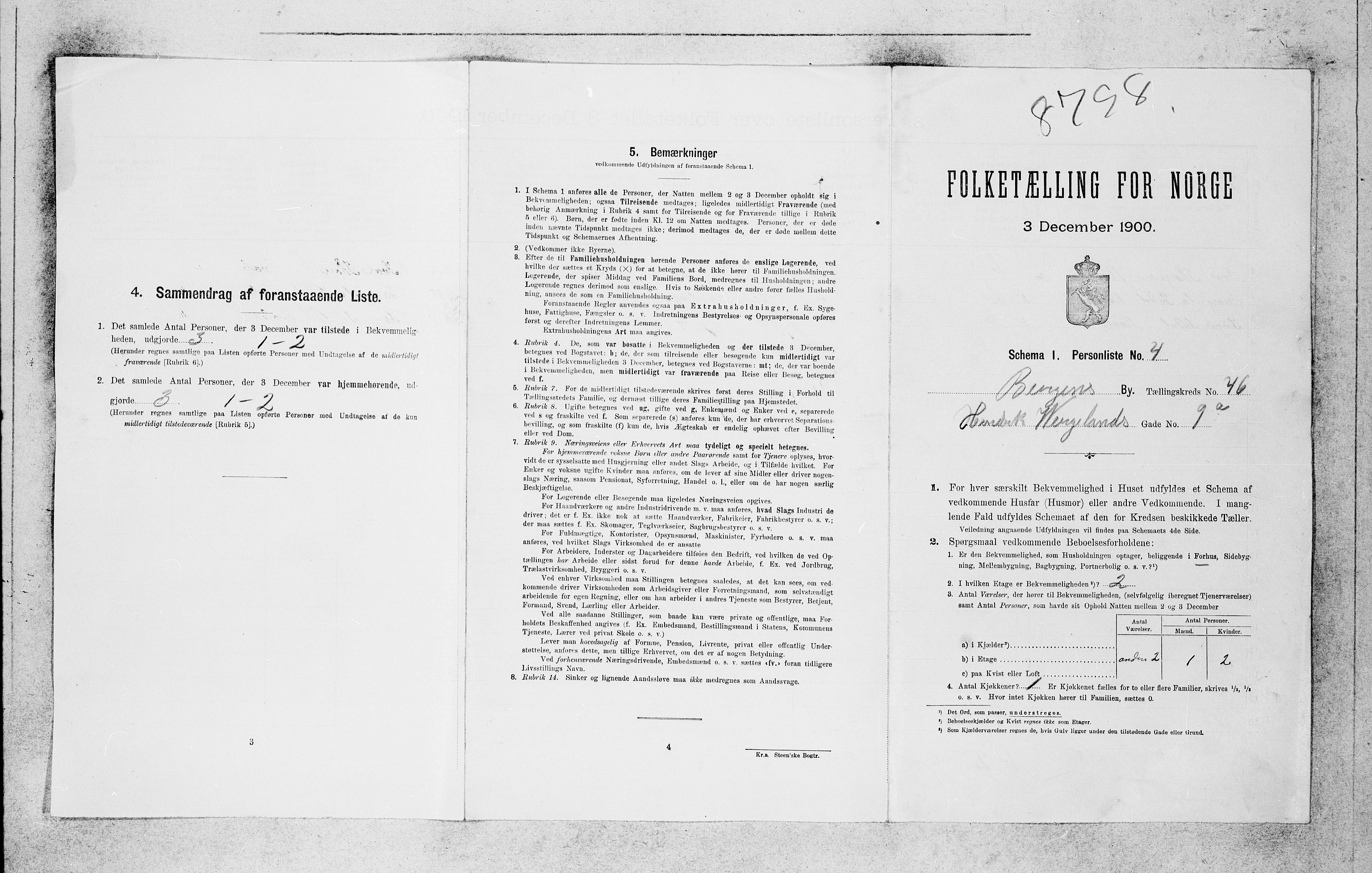 SAB, 1900 census for Bergen, 1900, p. 8444