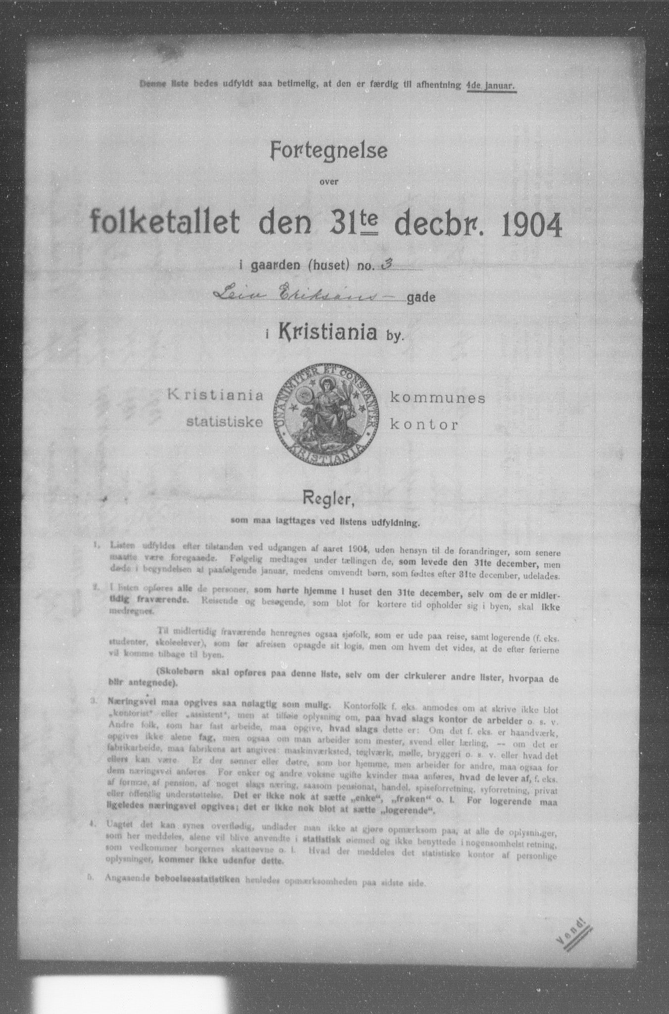 OBA, Municipal Census 1904 for Kristiania, 1904, p. 11113