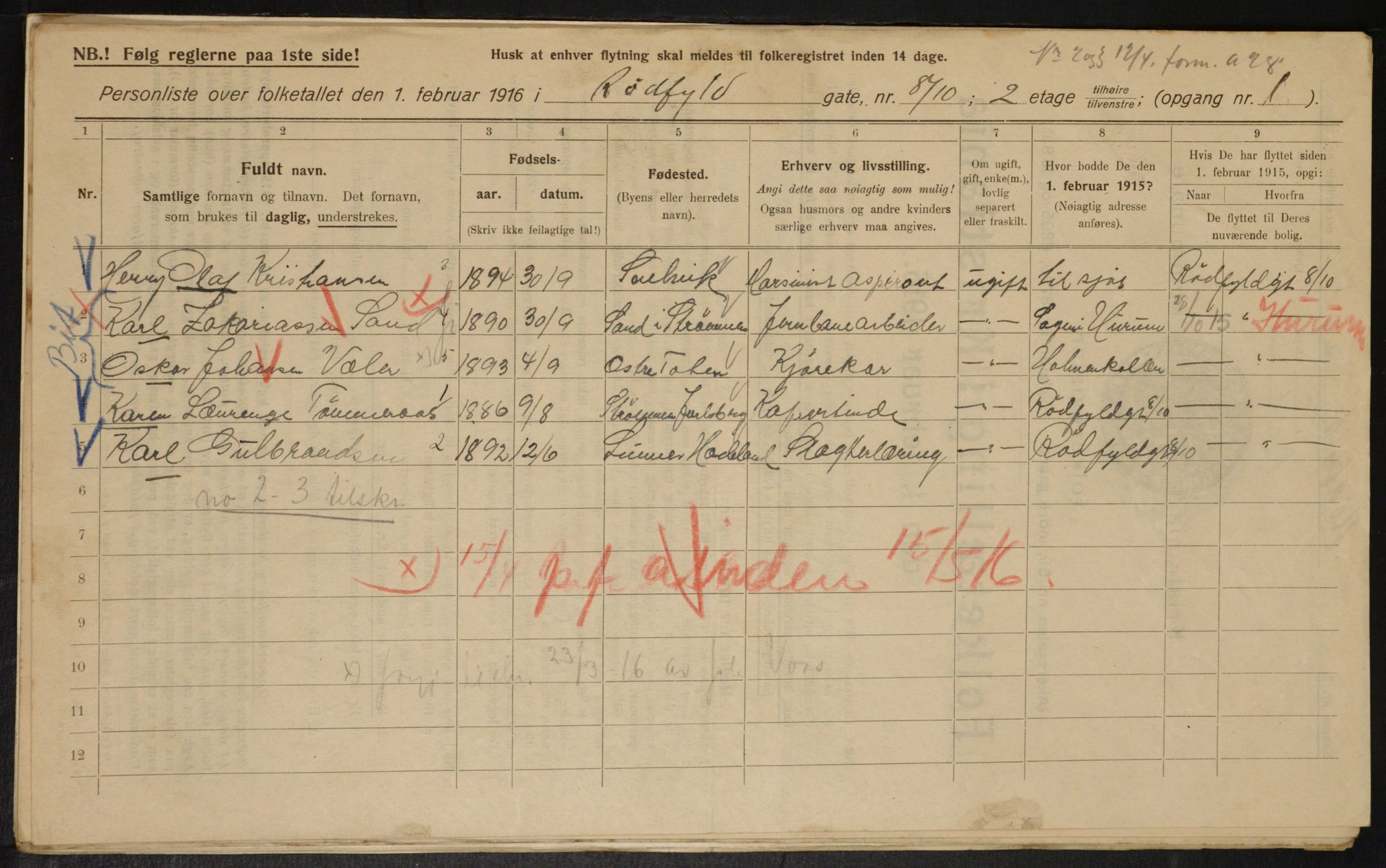 OBA, Municipal Census 1916 for Kristiania, 1916, p. 88122