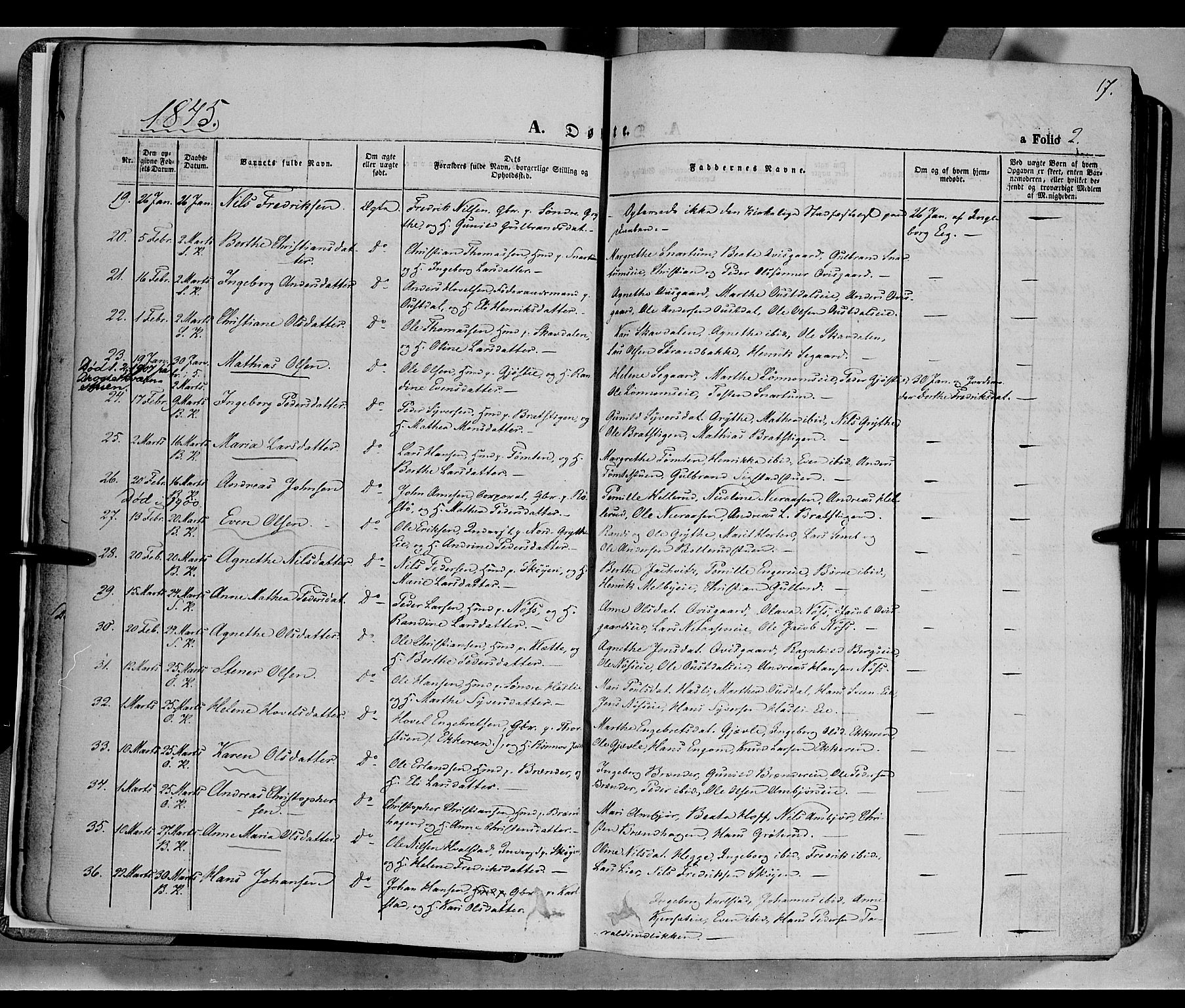 Biri prestekontor, SAH/PREST-096/H/Ha/Haa/L0005: Parish register (official) no. 5, 1843-1854, p. 17