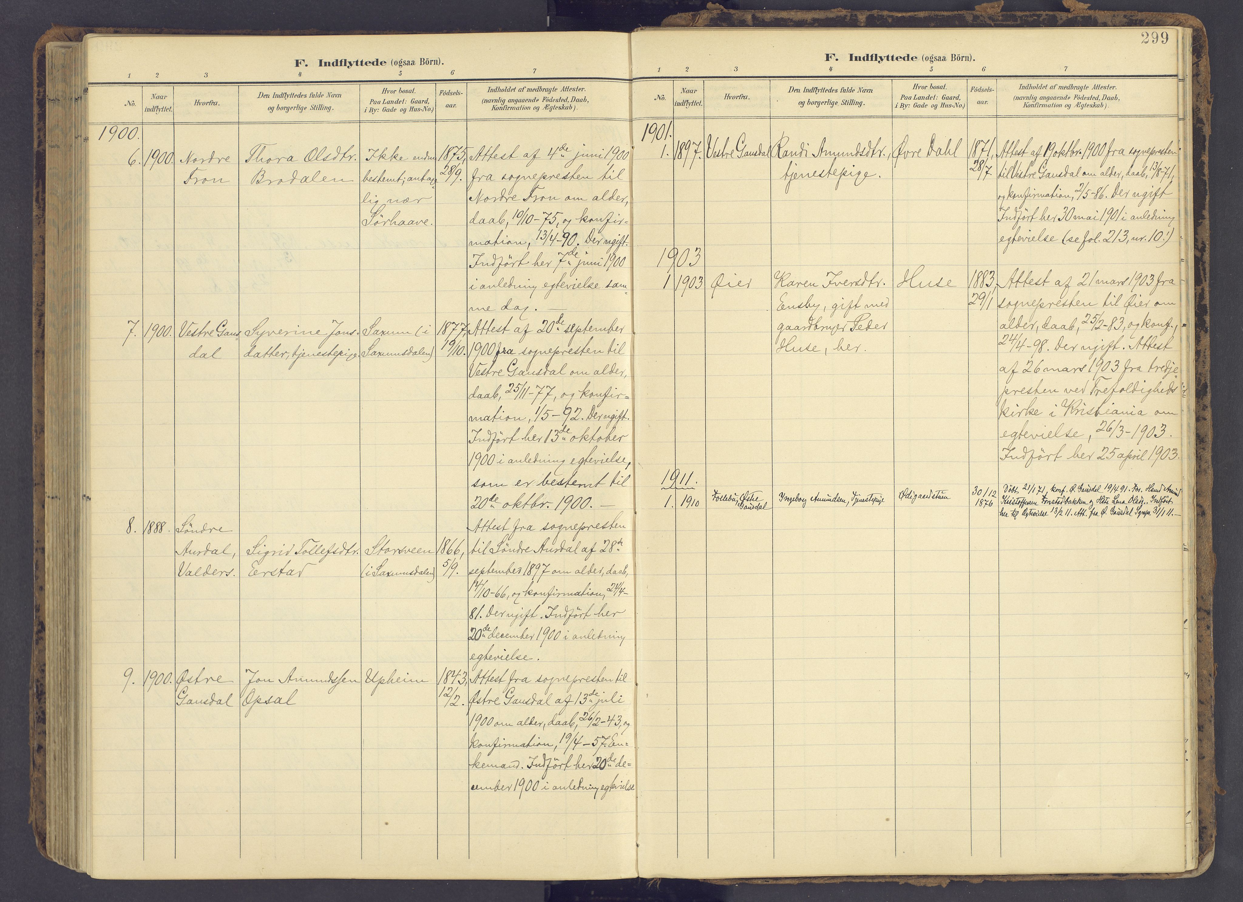 Fåberg prestekontor, AV/SAH-PREST-086/H/Ha/Haa/L0012: Parish register (official) no. 12, 1899-1915, p. 299