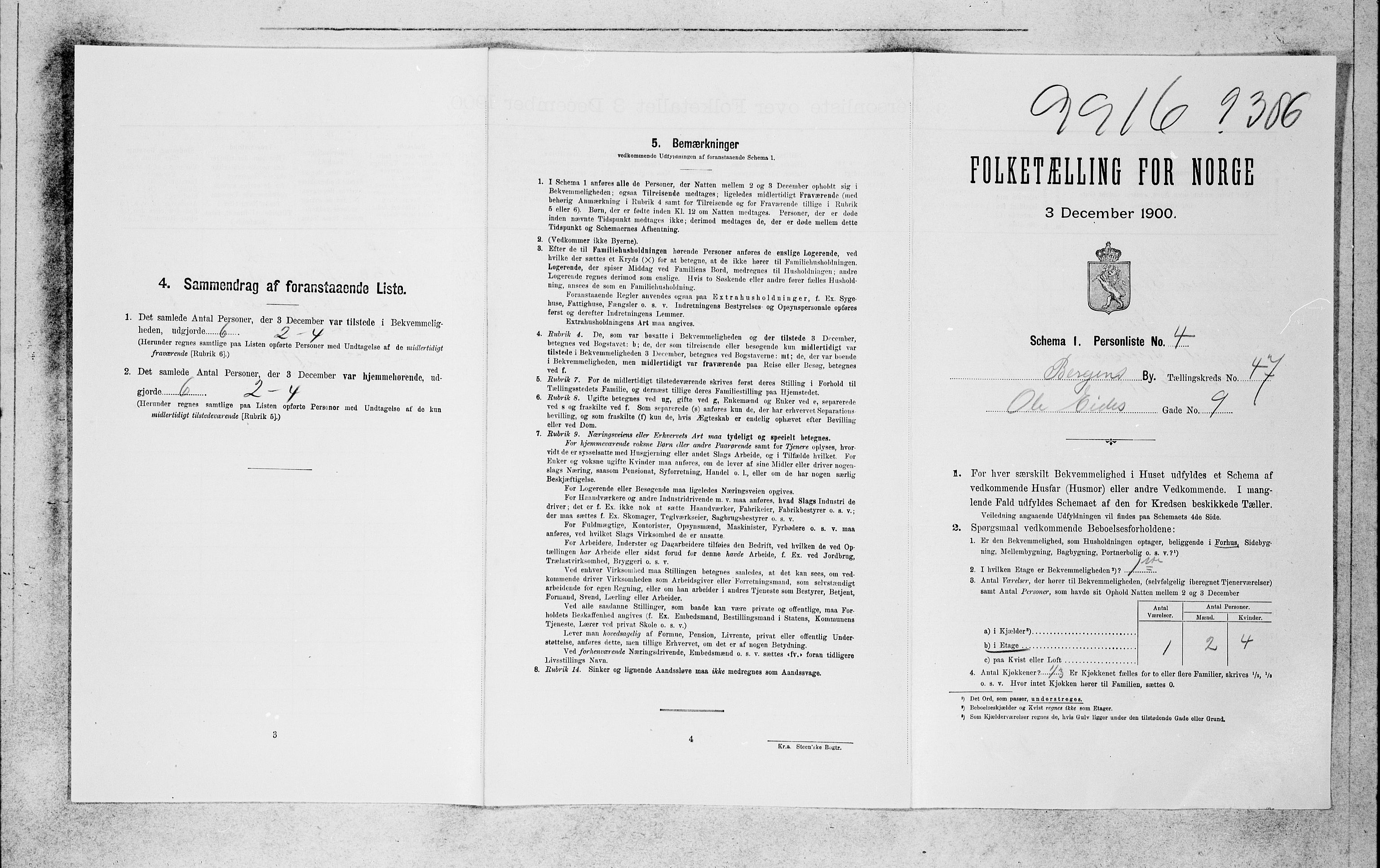 SAB, 1900 census for Bergen, 1900, p. 9084