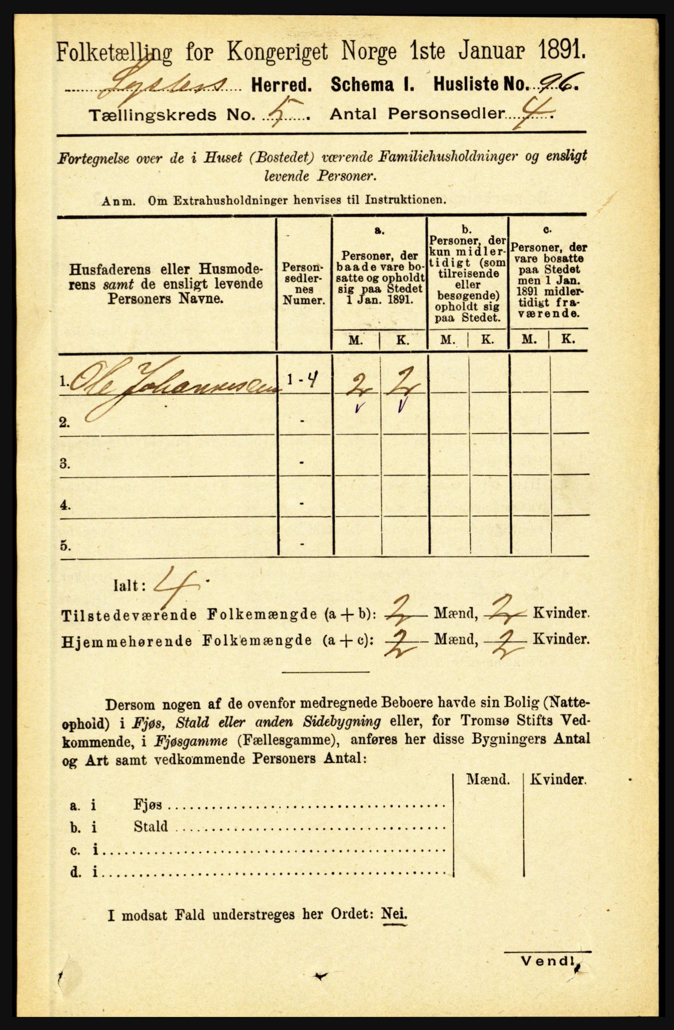 RA, 1891 census for 1426 Luster, 1891, p. 1583